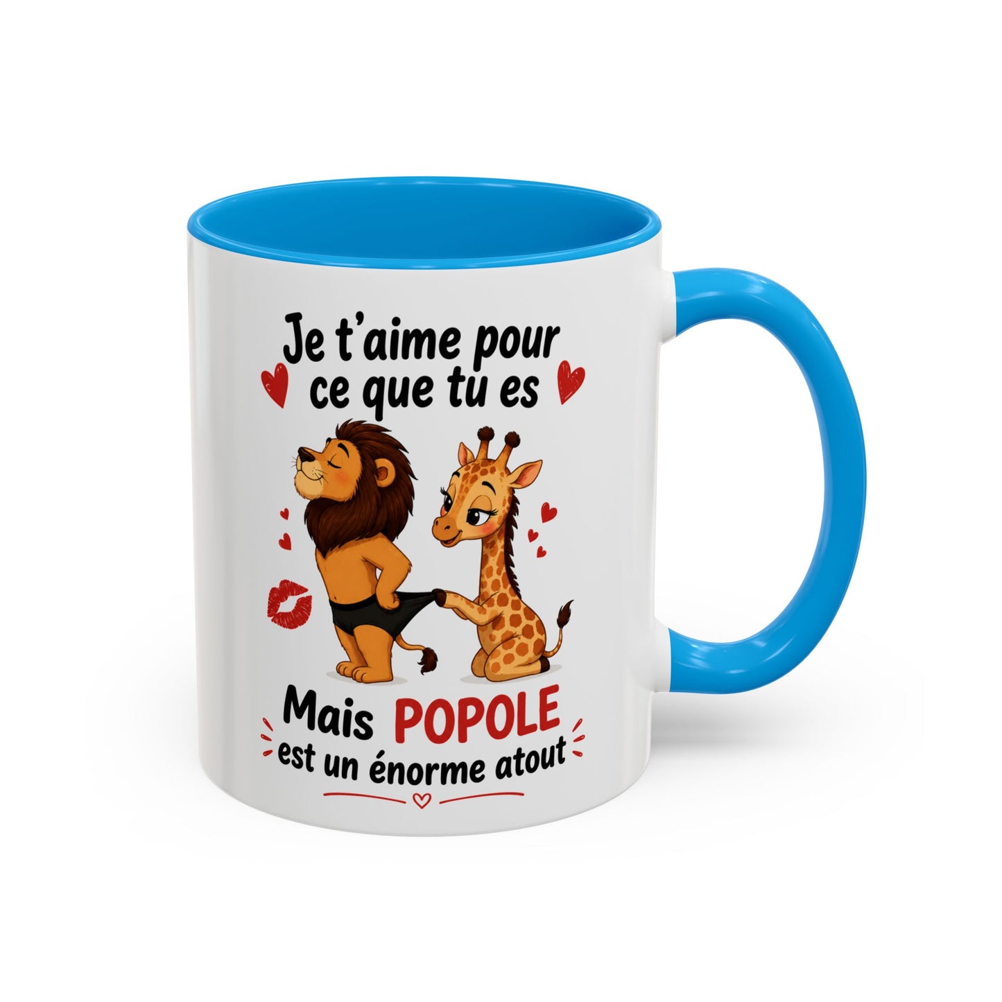 Tasse Lion Girafe Couple Humour – Mug Animaux Amoureux Drôle – Cadeau Couple Original 325ml
