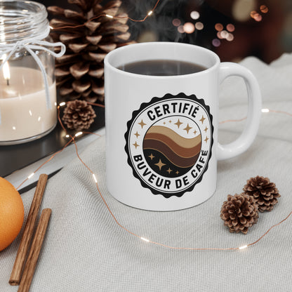 Mug Buveur de Café – Tasse Céramique 325ml Certifié Amateur Café – Cadeau Original Passionné