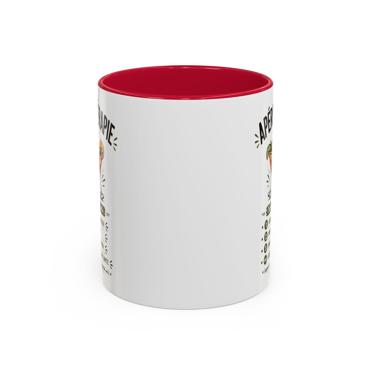 Mug Apérothérapie Drôle – Tasse Cocktail et Apéro Humoristique – Cadeau Original Amateur de Cocktails – Céramique 325ml Noir Bleu Rouge