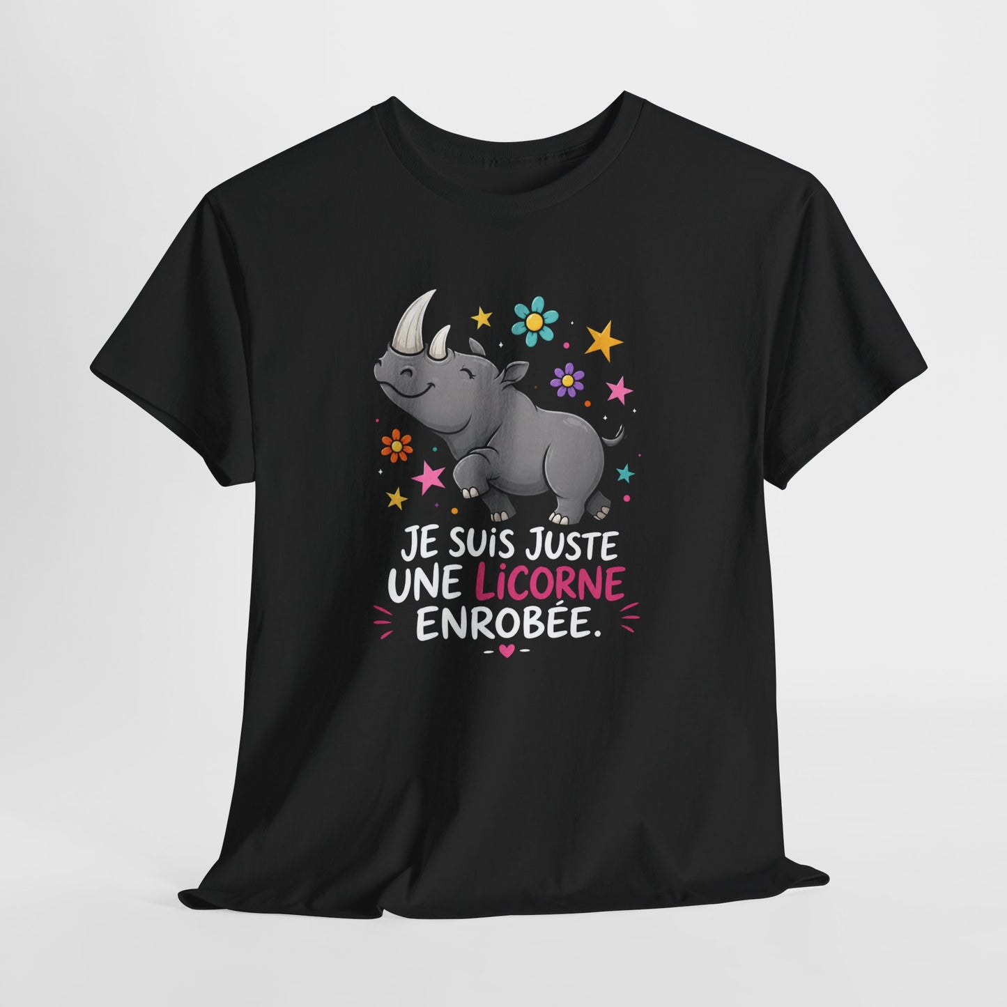 T-Shirt Rhinocéros Femme – Cadeau Humour Femme Drôle – Animal Rigolo Licorne – Idée Cadeau Original Anniversaire