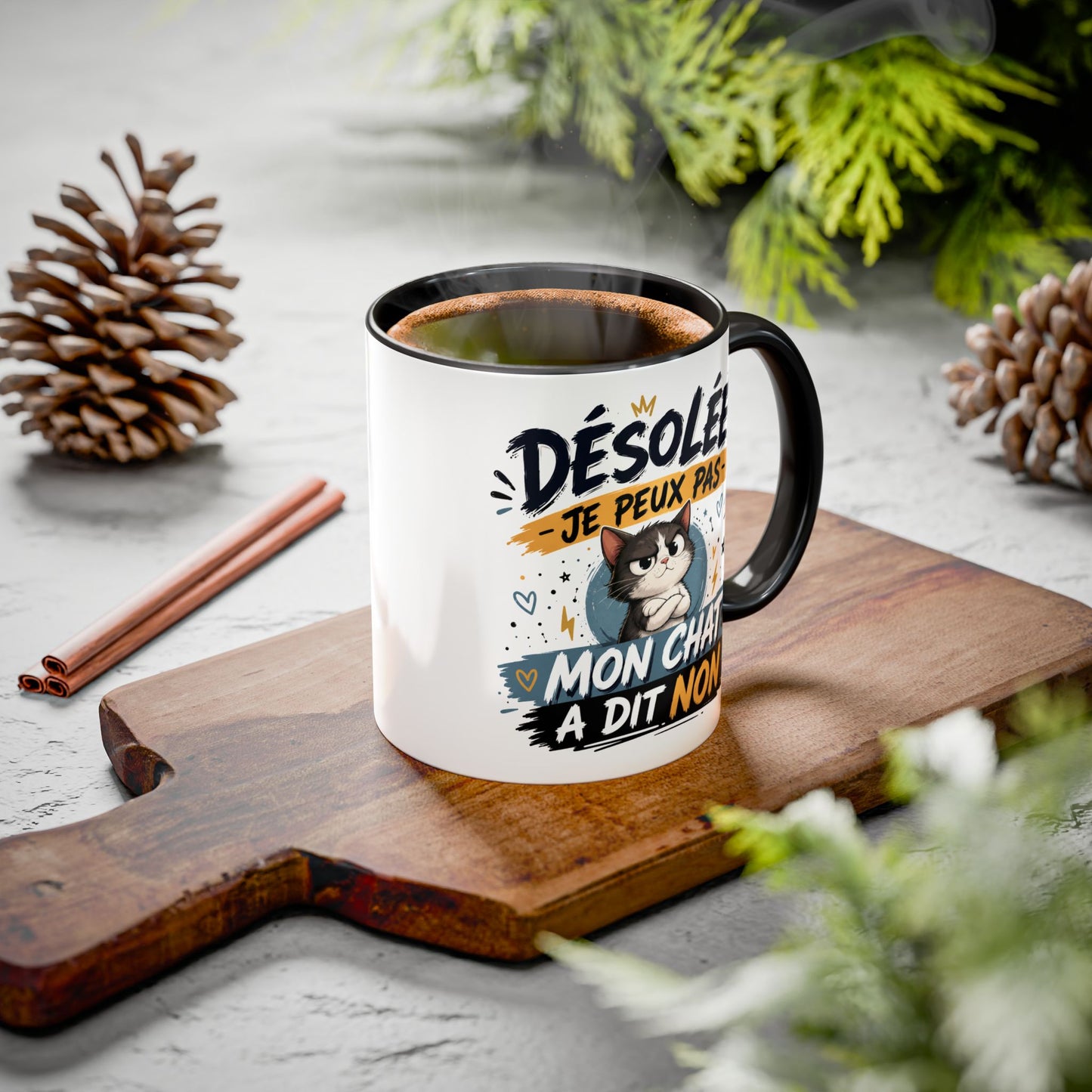 Tasse Désolée Je Peux Pas Mon Chat A Dit Non – Mug Humour Chat Mignon – Cadeau Amoureux des Chats 325ml