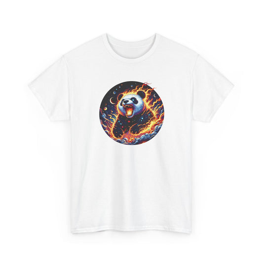 Tee Shirt Panda Feu Cosmique Homme Femme – T-Shirt Panda Flamme Espace Planètes – Animal Fantastique Coloré – Idée Cadeau Originale