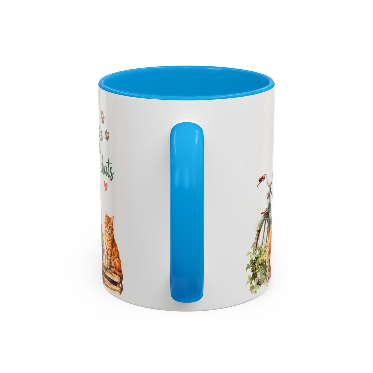 Tasse Chat Aquarelle Vintage – La Vie est Meilleure avec des Chats – Mug Déco Champêtre et Félin 325ml
