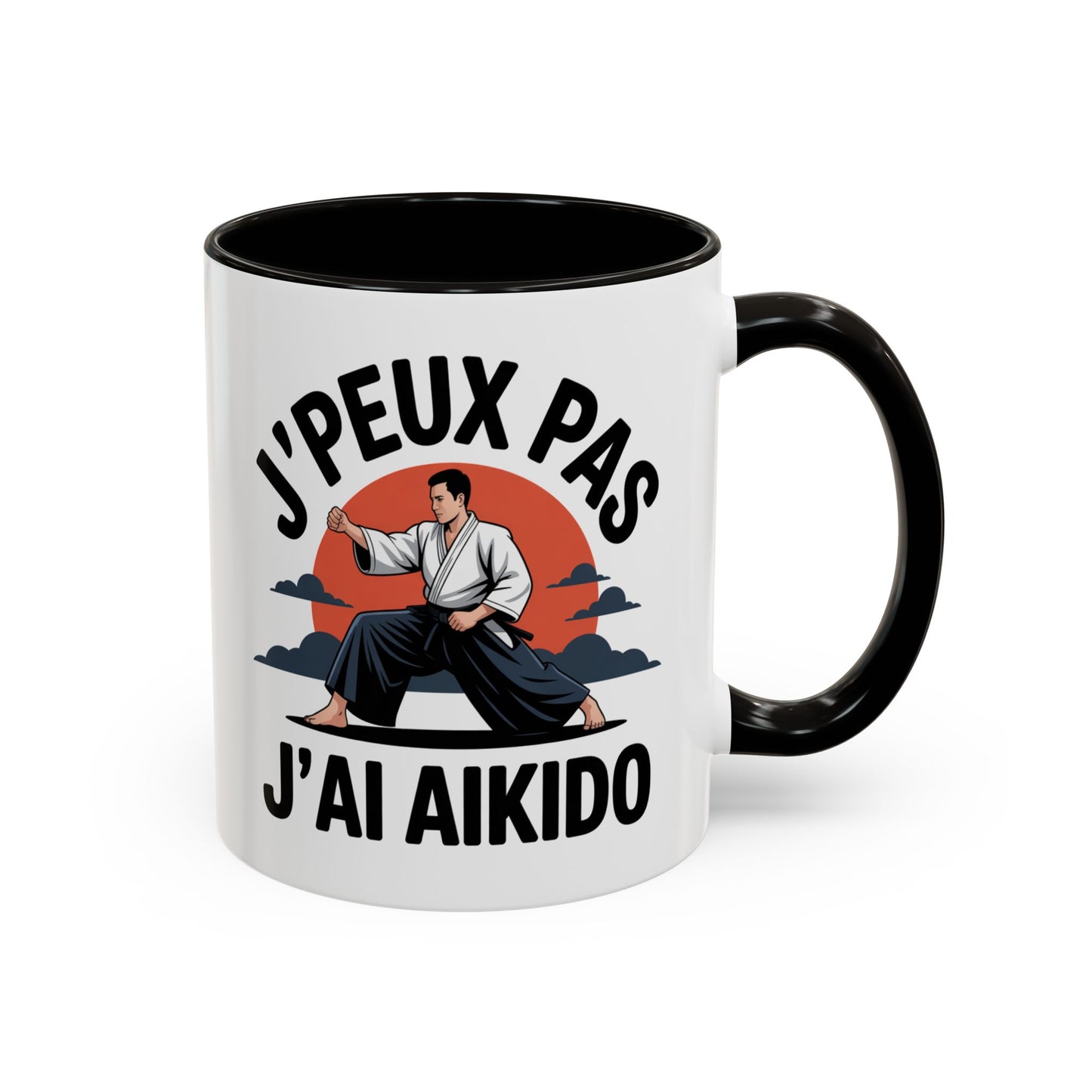 Tasse J’Peux Pas J’Aïkido – Mug Humour Arts Martiaux Japonais – Cadeau Aïkidoka Homme Femme 325ml