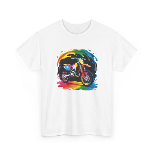T-Shirt Moto Cross Colorée – Tee Shirt Motocross Art Dripping – Cadeau Motard Streetwear Noir Blanc Gris