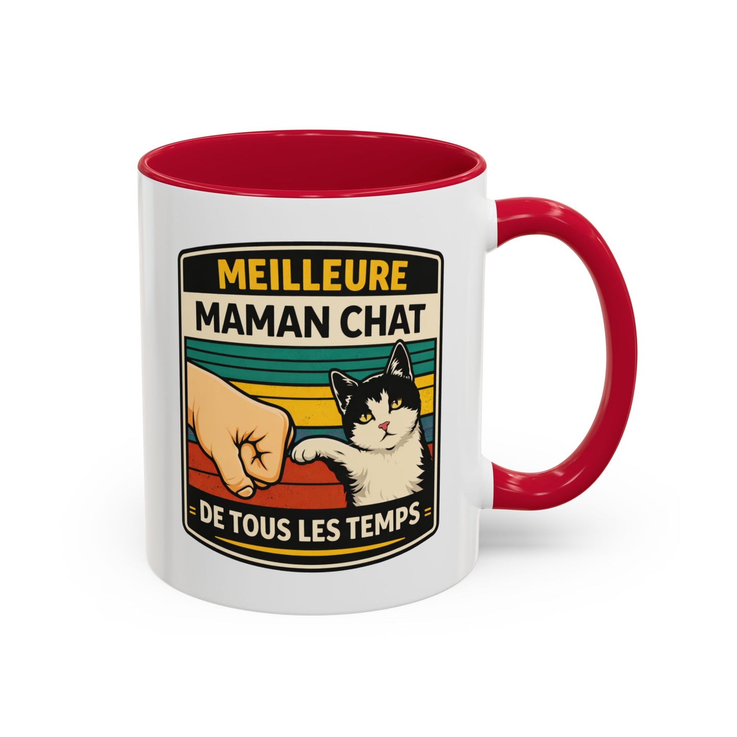 Tasse Meilleure Maman Chat de Tous les Temps – Mug Chat Noir et Blanc – Cadeau Maman Original – Céramique 325ml