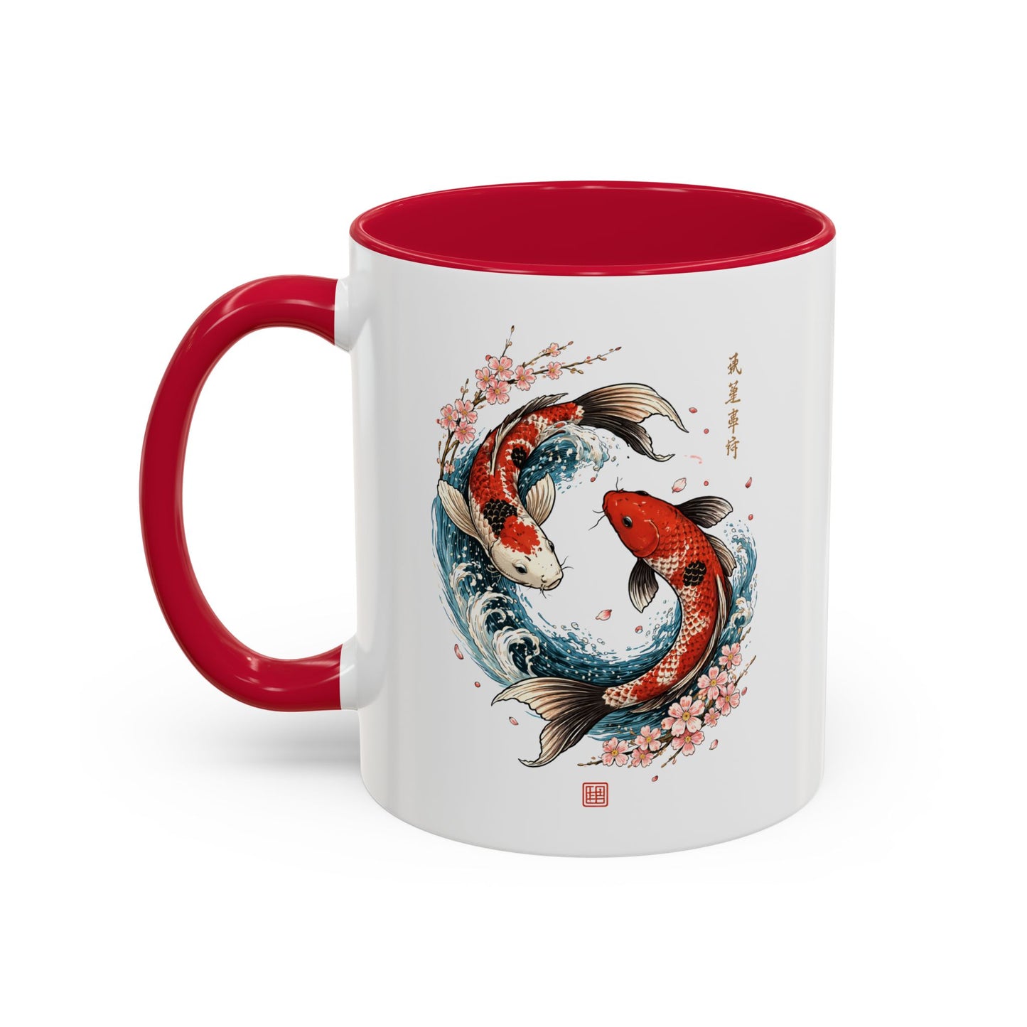 Tasse Carpes Koi Japonaises Yin Yang – Mug Zen Sakura Japon Art – Cadeau Feng Shui Relaxation – Céramique 325ml