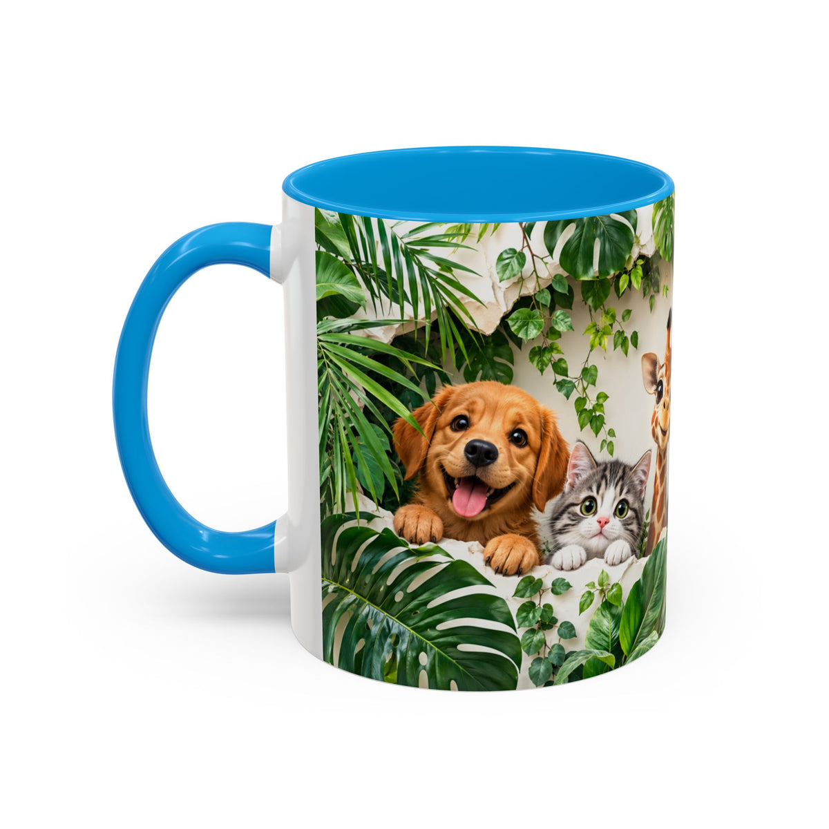 Mug Animaux de la Jungle et Compagnie – Chien, Chat, Girafe, Panda, Panda Roux et Koala – Tasse Colorée Cadeau Amoureux des Animaux