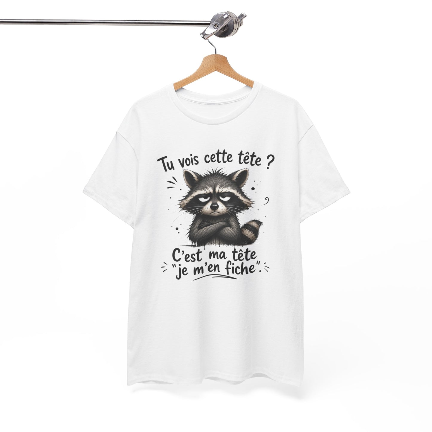 Tee-Shirt Tu Vois Cette Tête C’est Ma Tête Je M’en Fiche – Raton Laveur Humoristique – Cadeau Humour Sarcasme Homme Femme Adulte