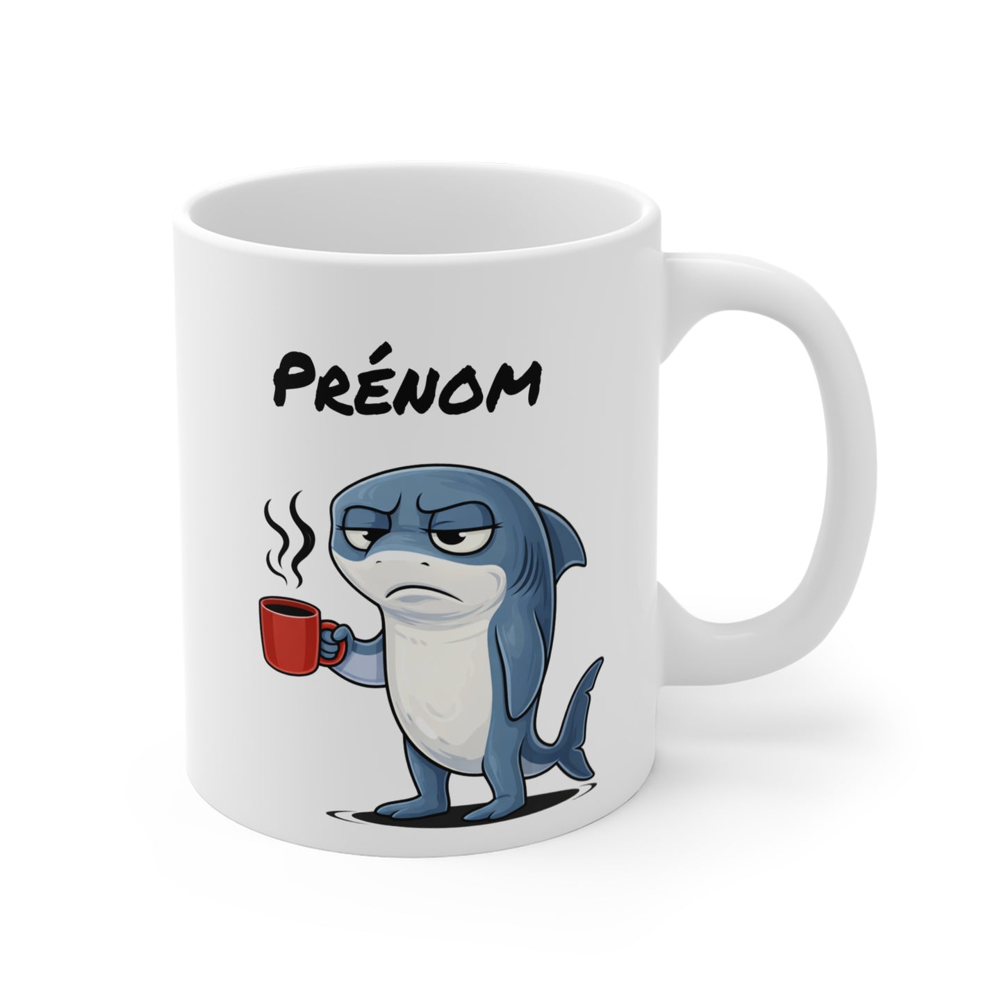 Mug Requin Fatigué Personnalisable 325ml – Tasse Café Humour Animal Drôle Mignon Réveil Difficile Cadeau