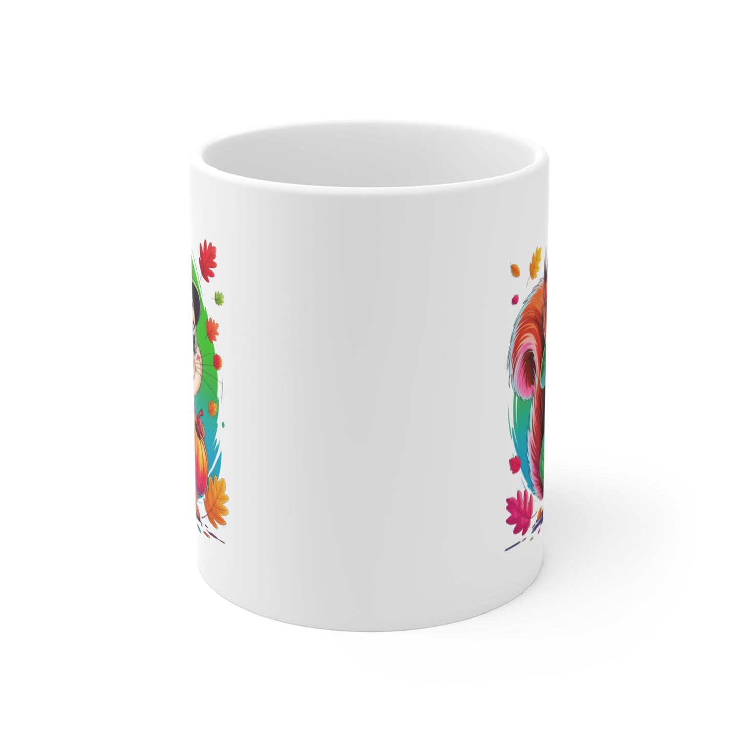 Tasse Écureuil Automne – Mug Animal Mignon avec Citrouille et Feuilles Colorées – Design Kawaii Nature – Cadeau Saison Automnale 325ml