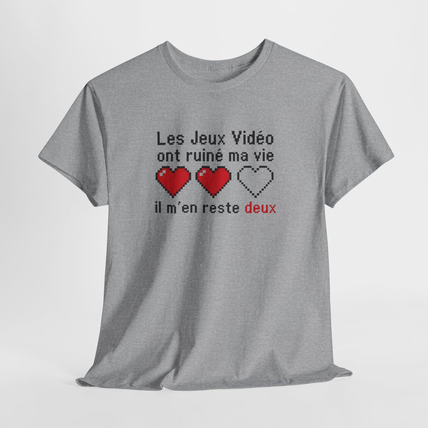 T-Shirt Gamer Humour Homme Femme – Les Jeux Vidéo Ont Ruiné Ma Vie Il M’en Reste Deux – Tee Shirt Gaming Geek Retro Pixel