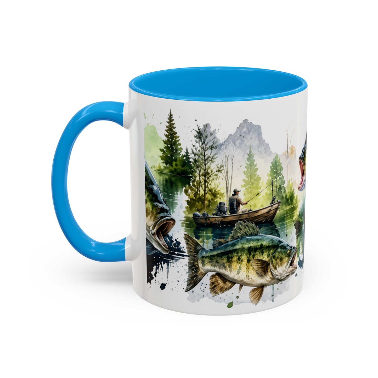 Tasse Pêche Black Bass – Mug Pêcheur Vintage Aquarelle – Cadeau Passion Pêche Homme 325ml