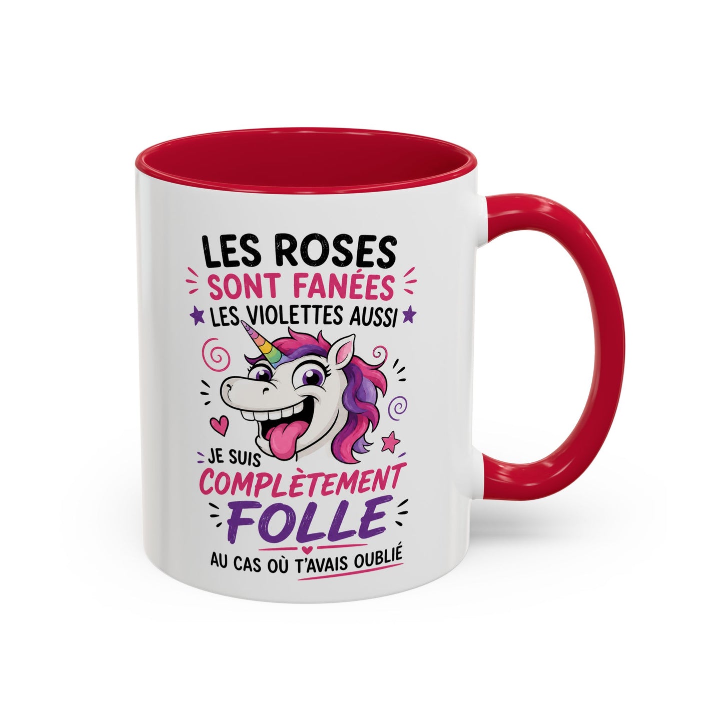 Tasse Licorne Humoristique Femme – Je Suis Complètement Folle – Mug Drôle Licorne Arc-en-Ciel 325ml