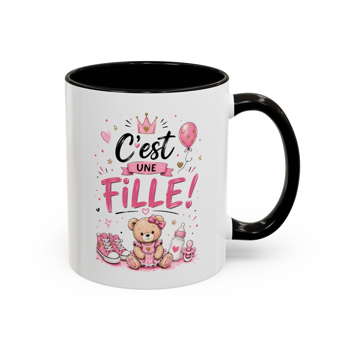 Mug C'est Une Fille – Tasse Annonce Grossesse Naissance Bébé Fille, Cadeau Futurs Parents, Baby Shower, Révélation du Sexe, Souvenir Naissance Noir Bleu Rouge
