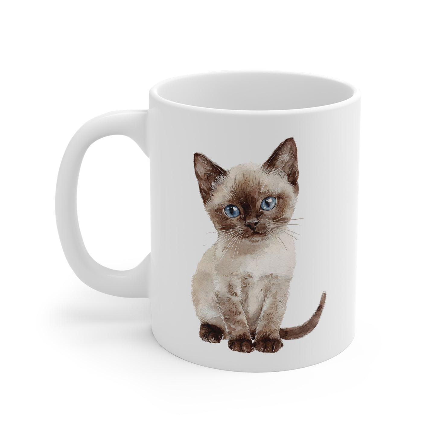 Tasse Chaton Siamoise Aquarelle – Mug Céramique 325 ml – Cadeau Mignon pour Amoureux des Chats
