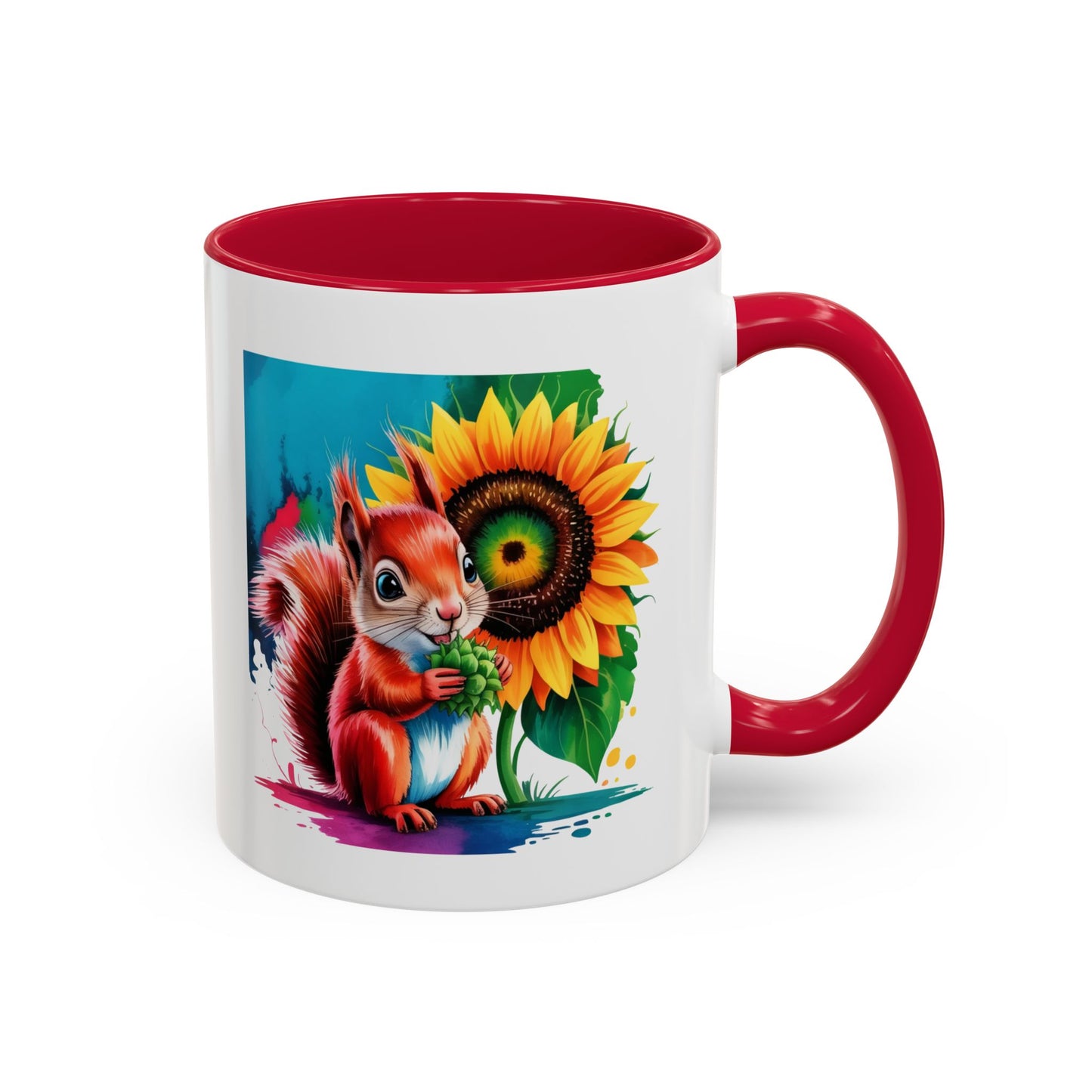 Mug Écureuil et Tournesol – Tasse Animaux Mignons Nature – Cadeau Coloré et Joyeux – Céramique 325ml