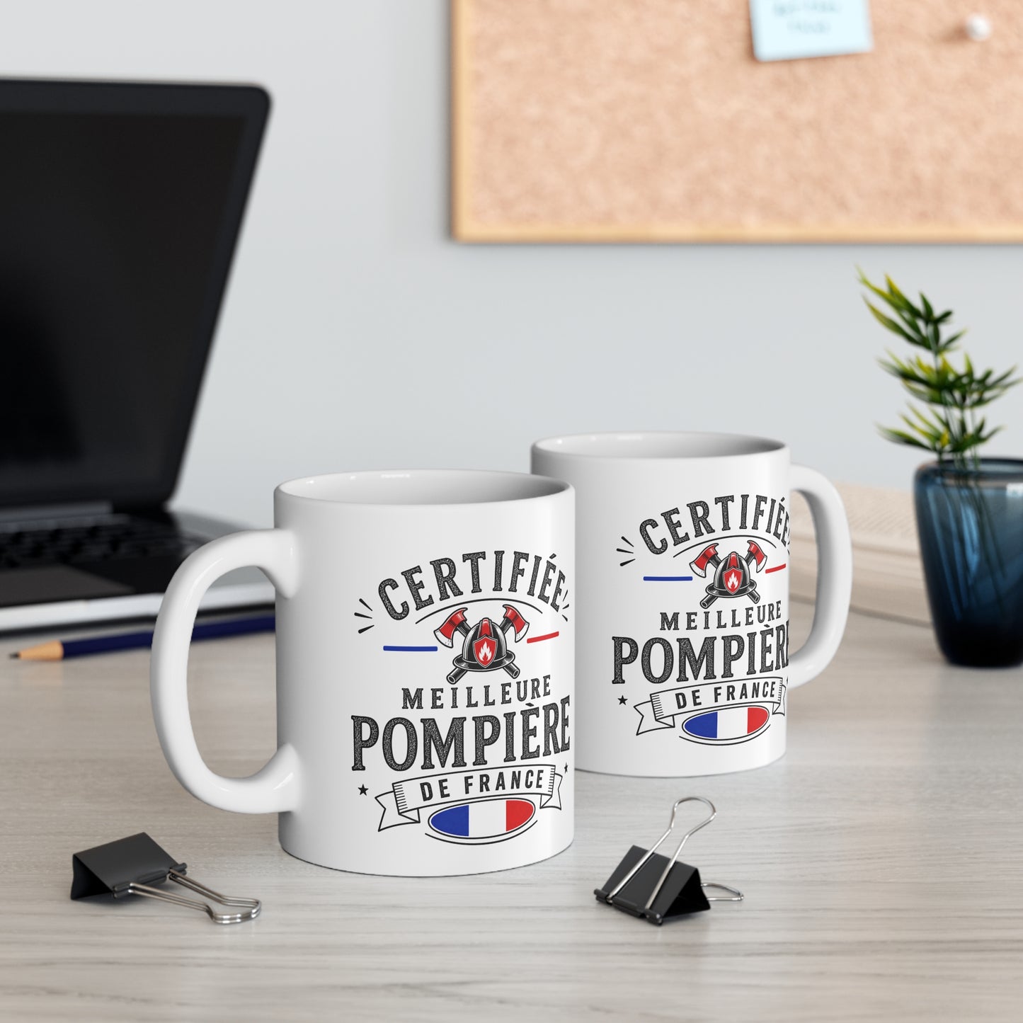 Mug Pompière Femme – Certifiée Meilleure Pompière de France – Tasse Métier – Cadeau Original Femme Pompier