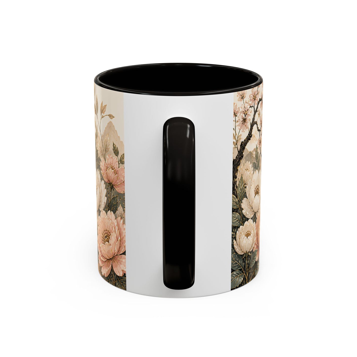 Tasse Paysage Japonais Zen – Mug Floral Beige avec Montagnes, Rivière et Ambiance Asiatique Apaisante 325ml