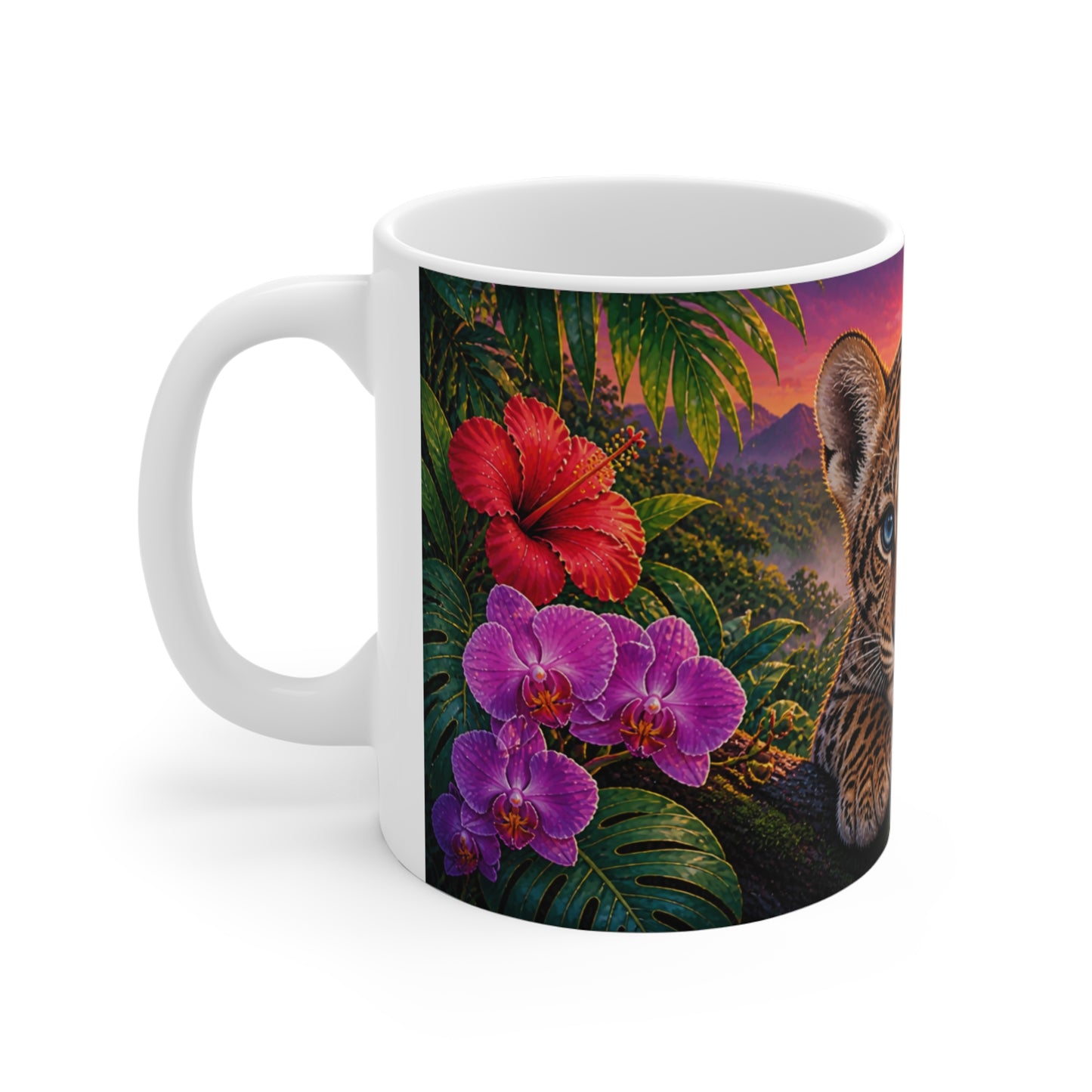 Tasse Bébé Léopard Tropical – Mug Jungle Coloré – Cadeau Animaux Sauvages Homme Femme Enfant 325ml