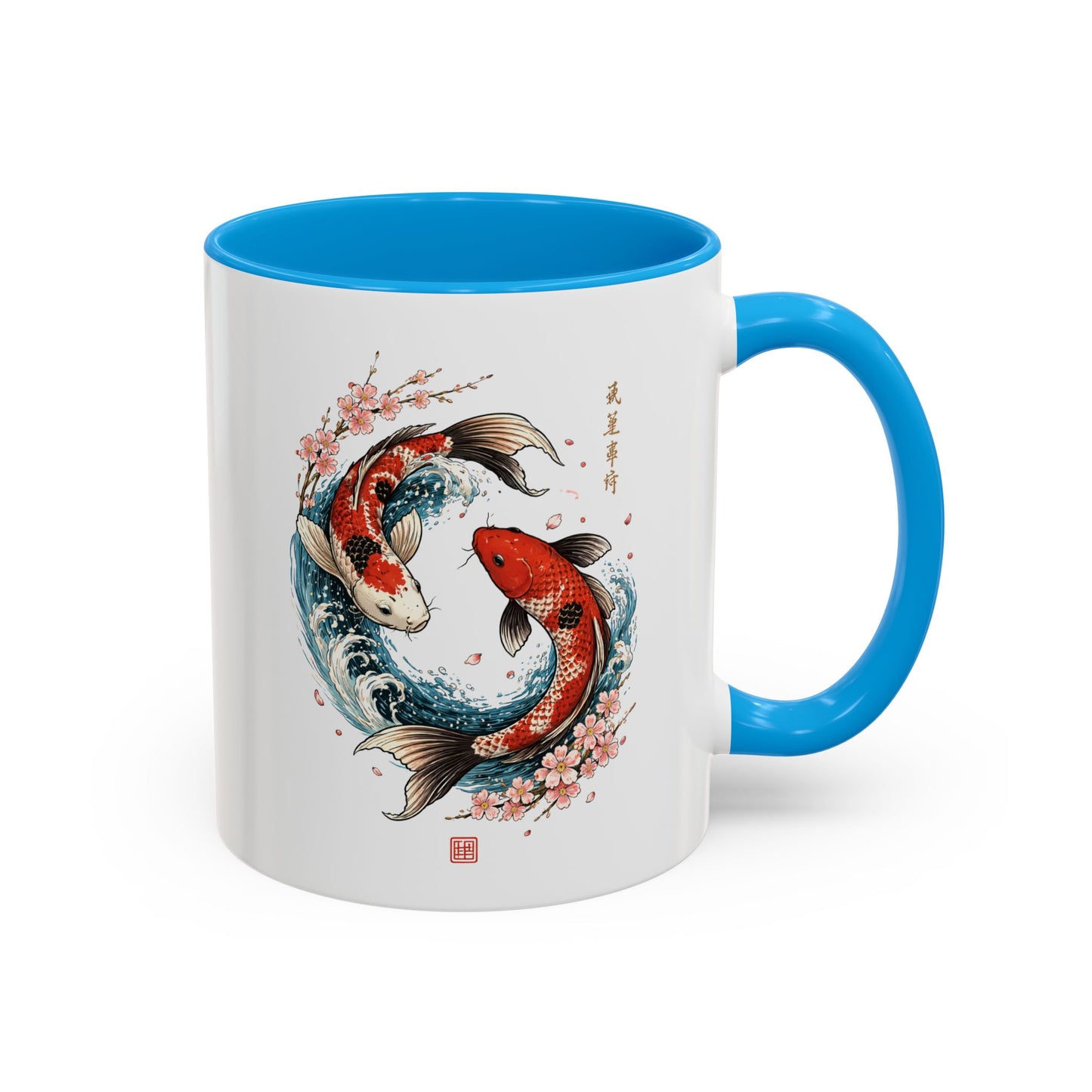 Tasse Carpes Koi Japonaises Yin Yang – Mug Zen Sakura Japon Art – Cadeau Feng Shui Relaxation – Céramique 325ml