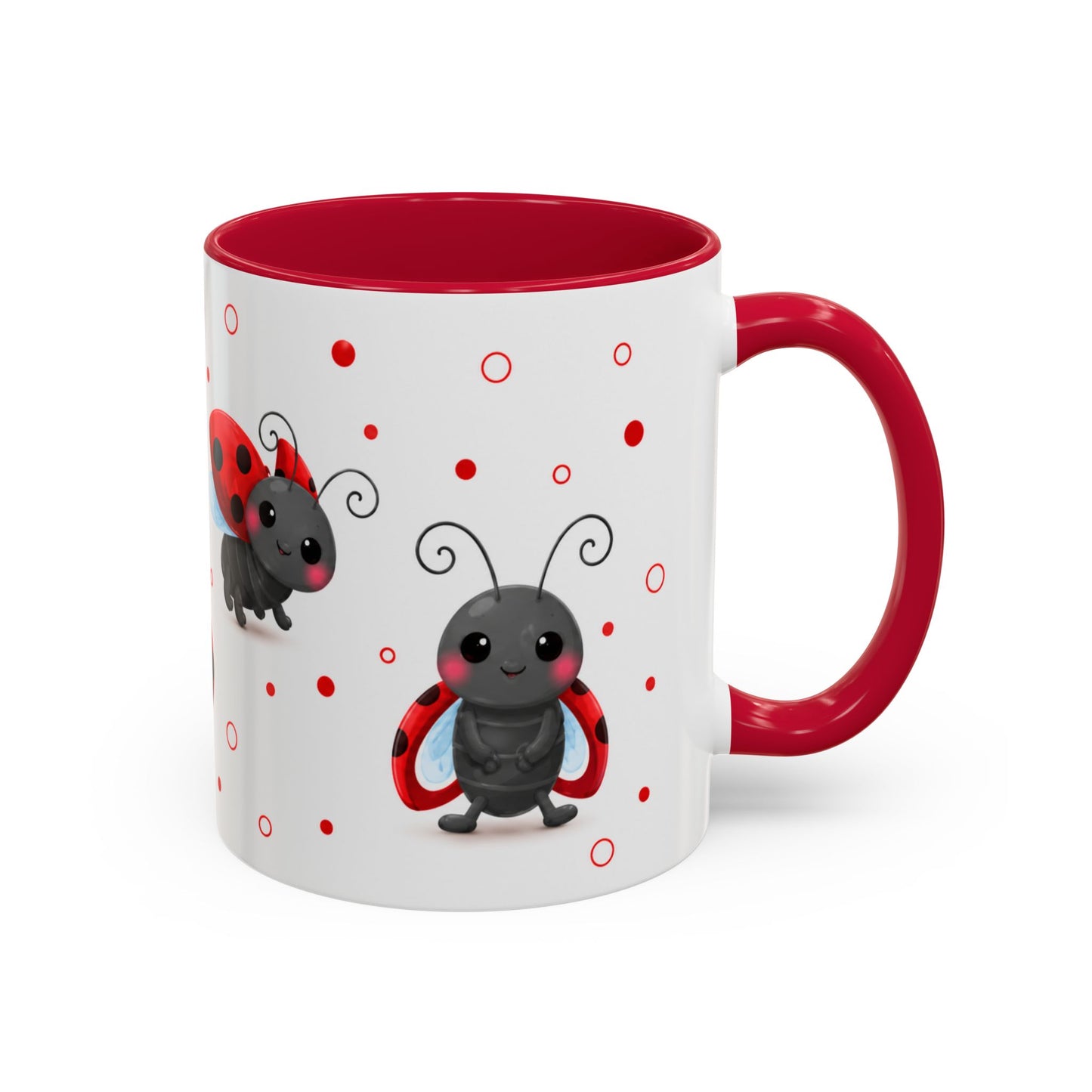Tasse Coccinelles Mignonnes – Mug Kawaii Insectes Cartoon et Rouge Noir – Cadeau Nature 325ml