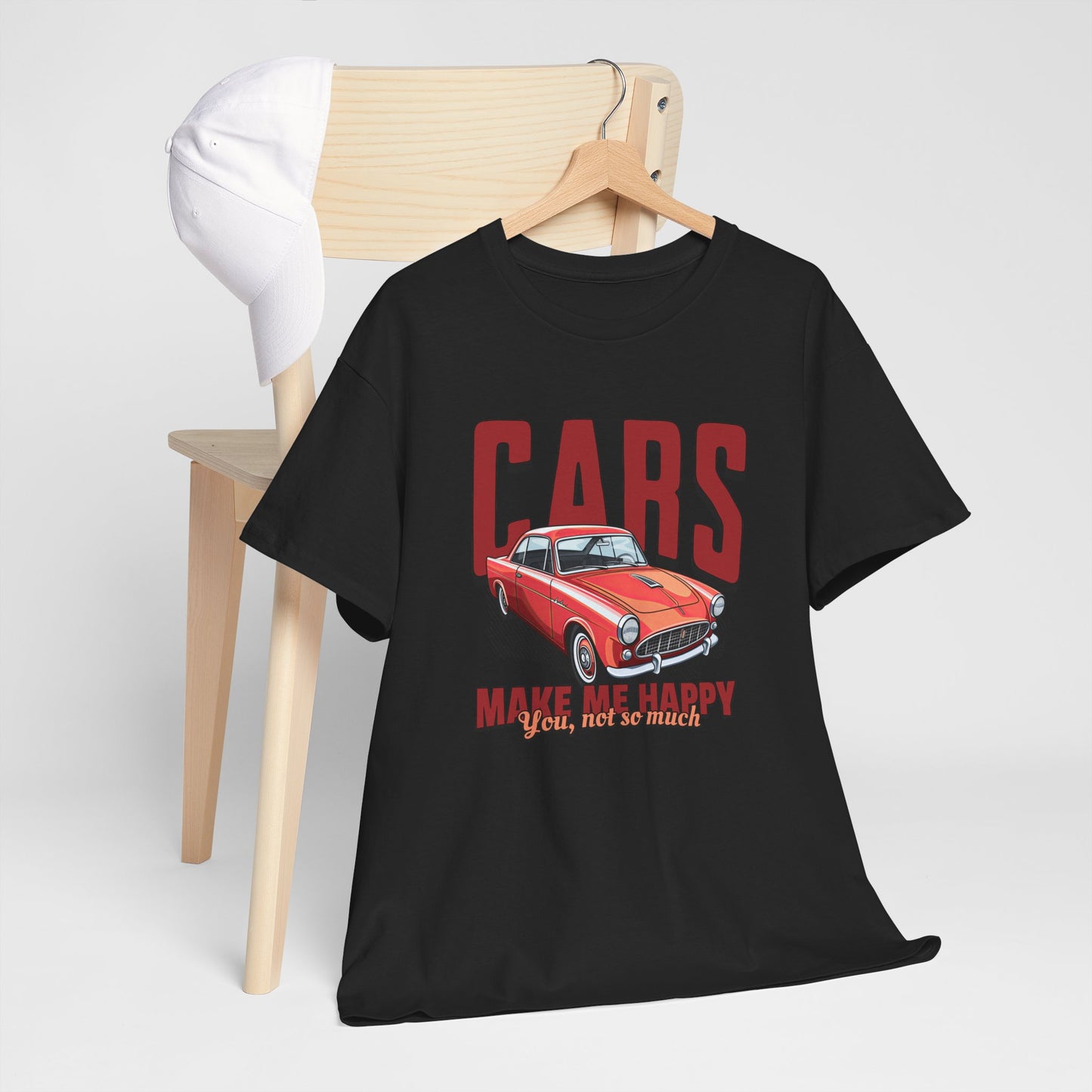 T-Shirt Cars Make Me Happy Homme Femme – Tee Shirt Voiture Vintage Humour – Cadeau Passion Automobile