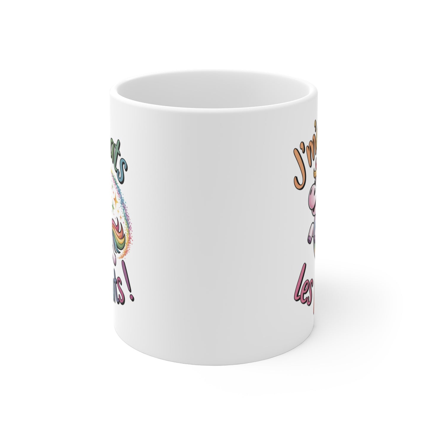 Mug Licorne Humoristique – Tasse J’m’en Bats les Prouts – Cadeau Drôle Arc-en-Ciel Céramique 325ml
