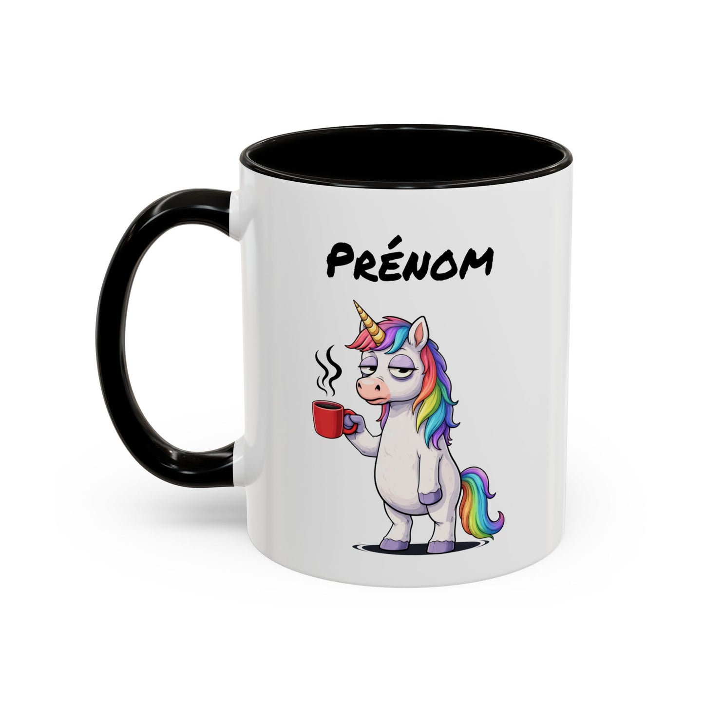 Tasse Licorne Fatiguée avec Café – Mug Fantaisie Arc-en-ciel – Illustration Animal Mignon 325ml