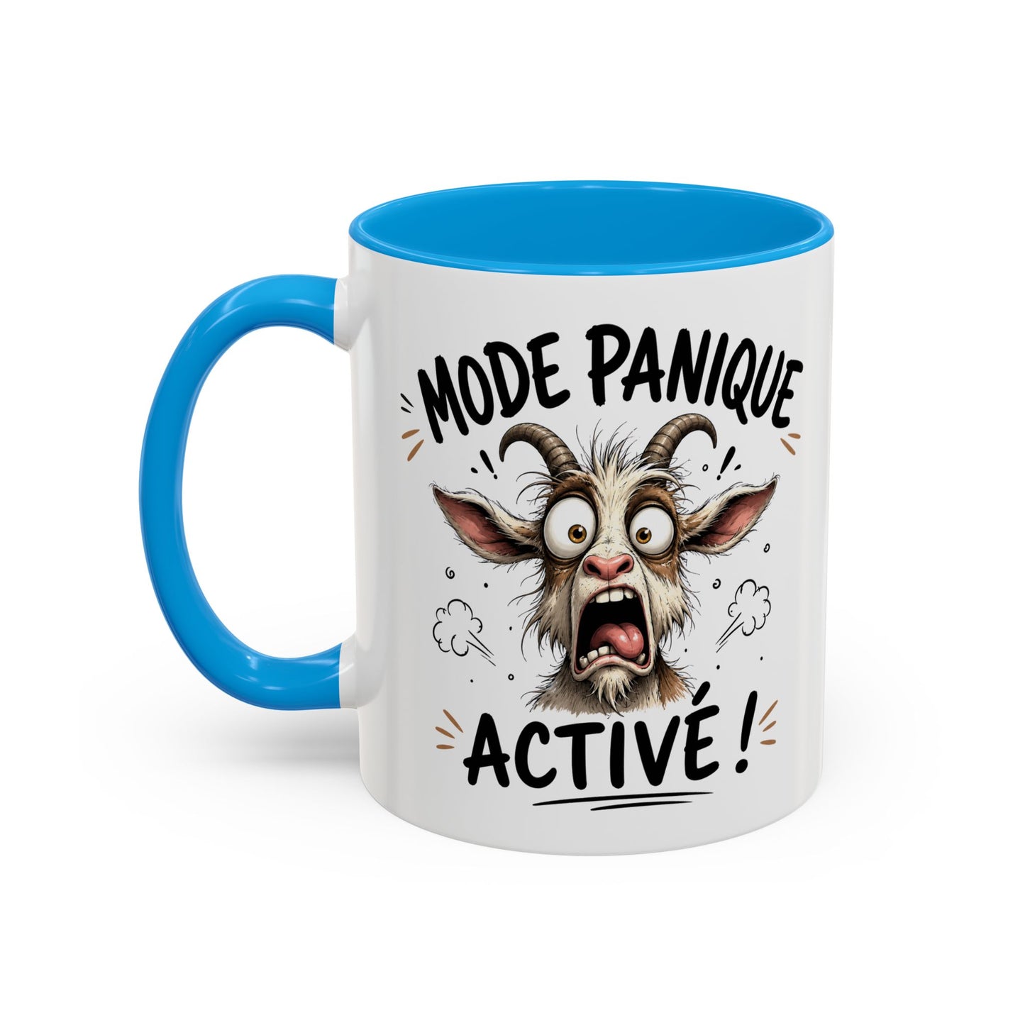 Tasse Mode Panique Activé – Mug Humour Chèvre Folle – Cadeau Drôle Homme Femme 325ml