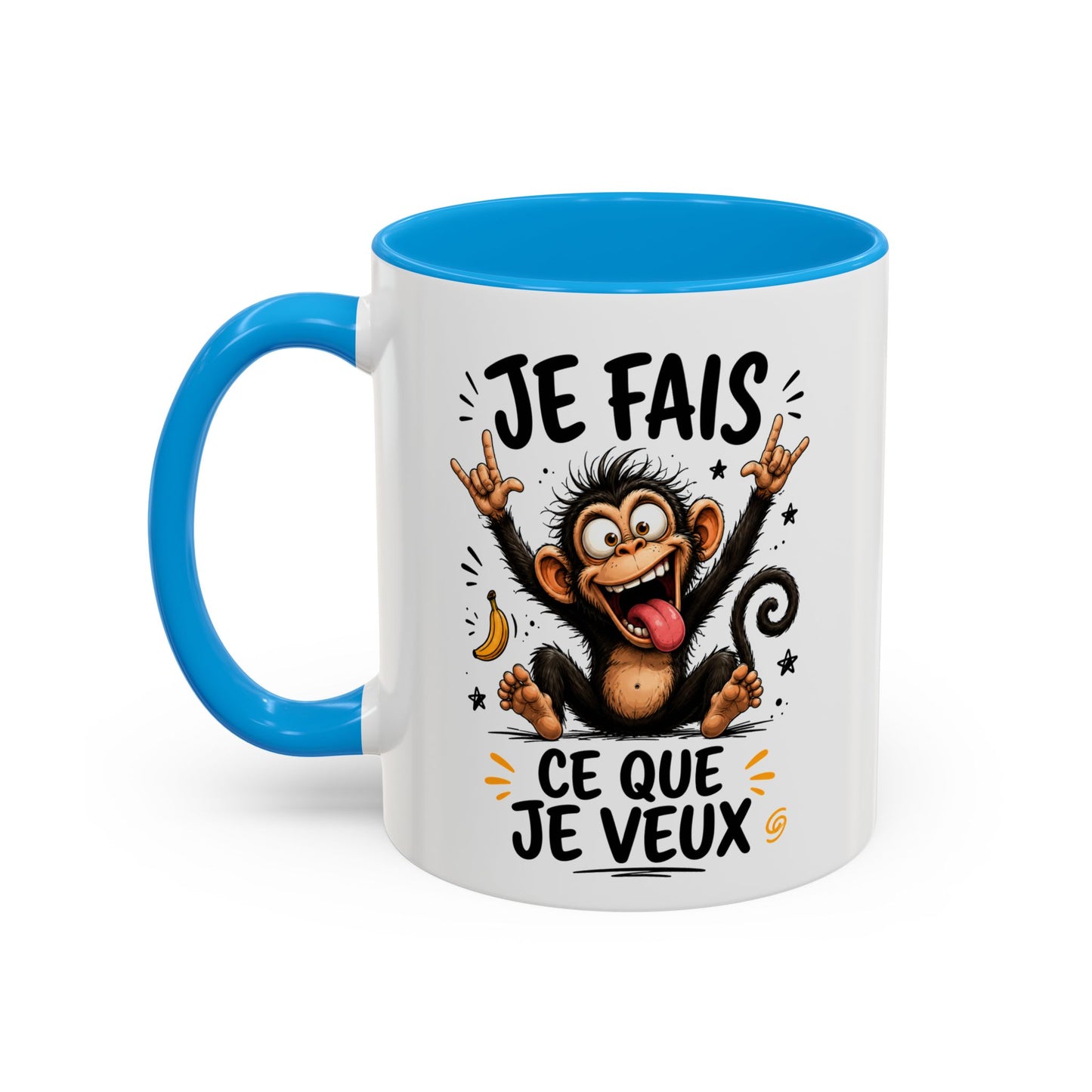 Tasse Je Fais Ce Que Je Veux – Mug Humour Singe Fou – Cadeau Homme Femme Collègue Ami 325ml