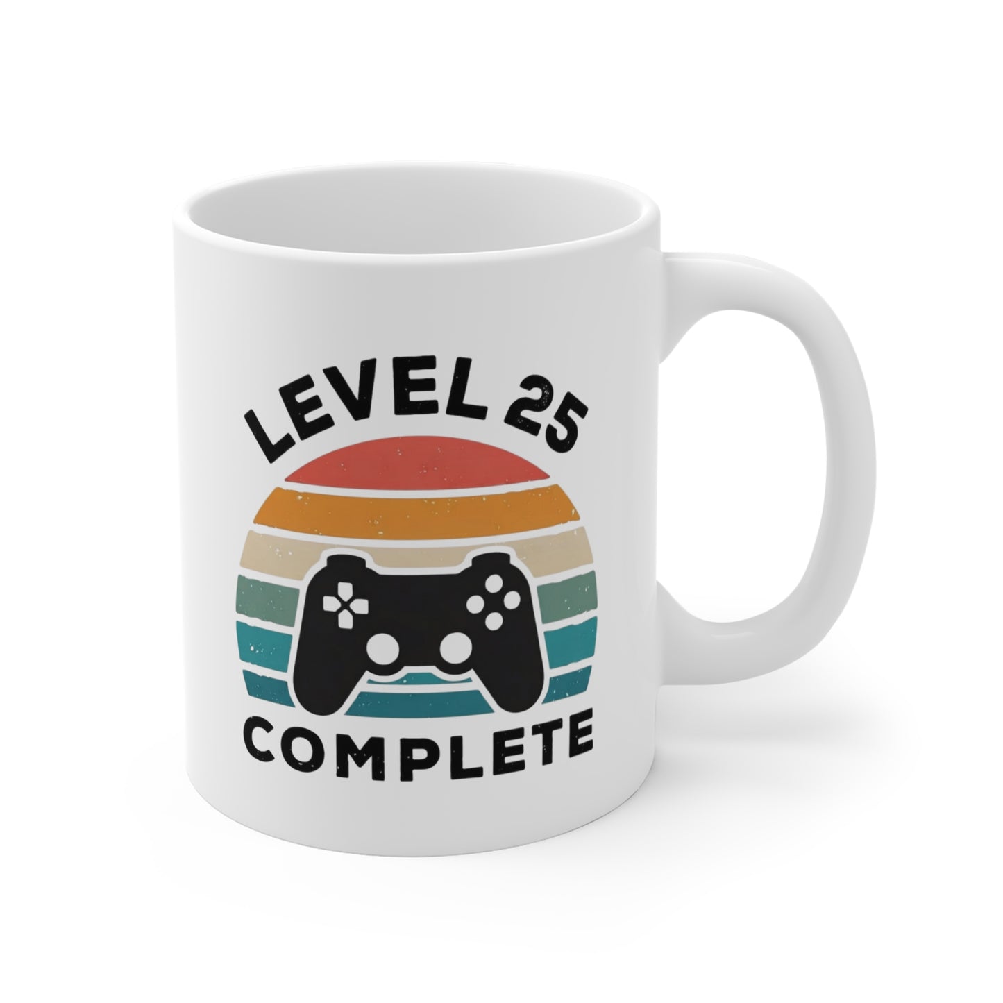Tasse Level 25 Complète – Mug Gamer 25 Ans Homme Femme – Cadeau Anniversaire Jeux Vidéo Gaming Vintage 325 ml