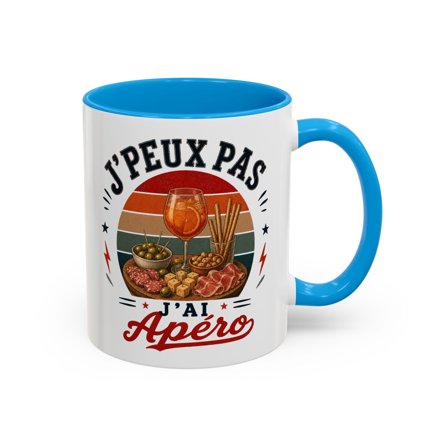 Tasse J’Peux Pas J’Ai Apéro – Mug Humour Apéritif Vintage – Cadeau Convivialité Homme Femme 325ml
