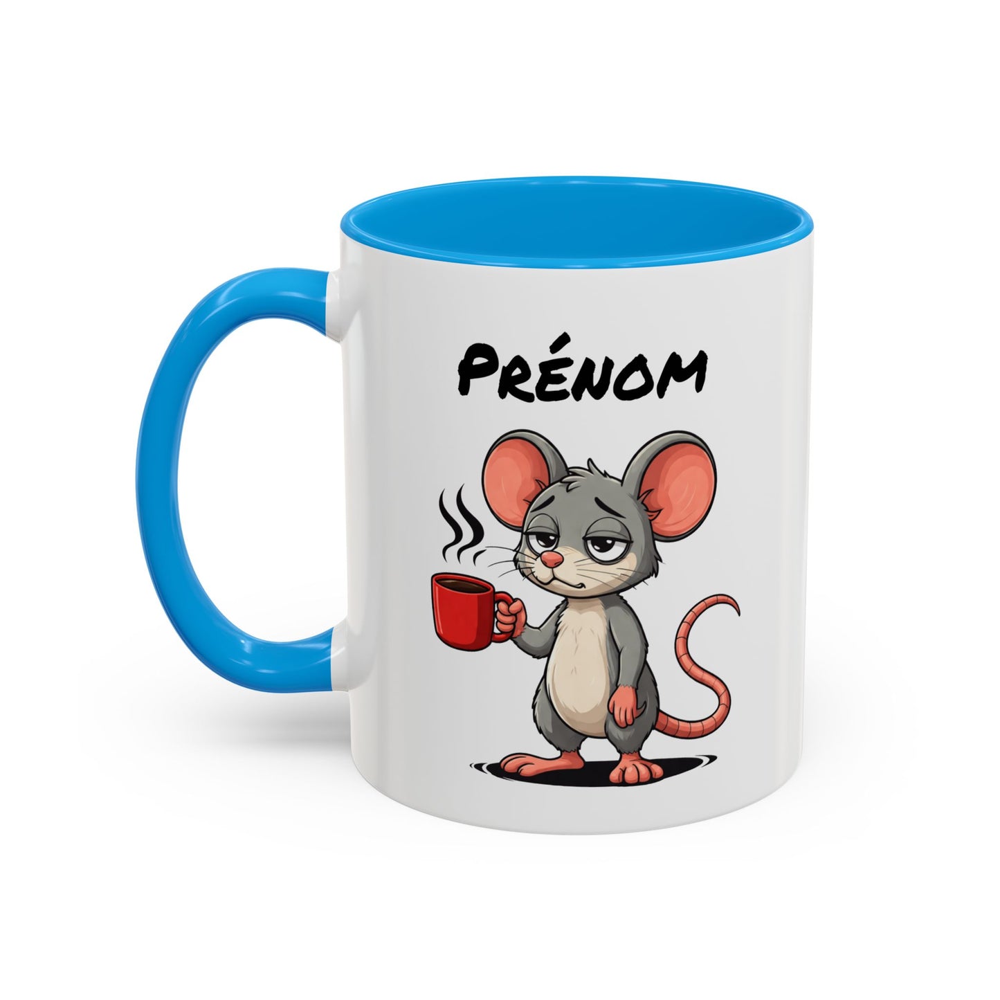 Tasse Souris Fatiguée avec Café – Mug Humour Animal Mignon – Illustration Cartoon 325ml