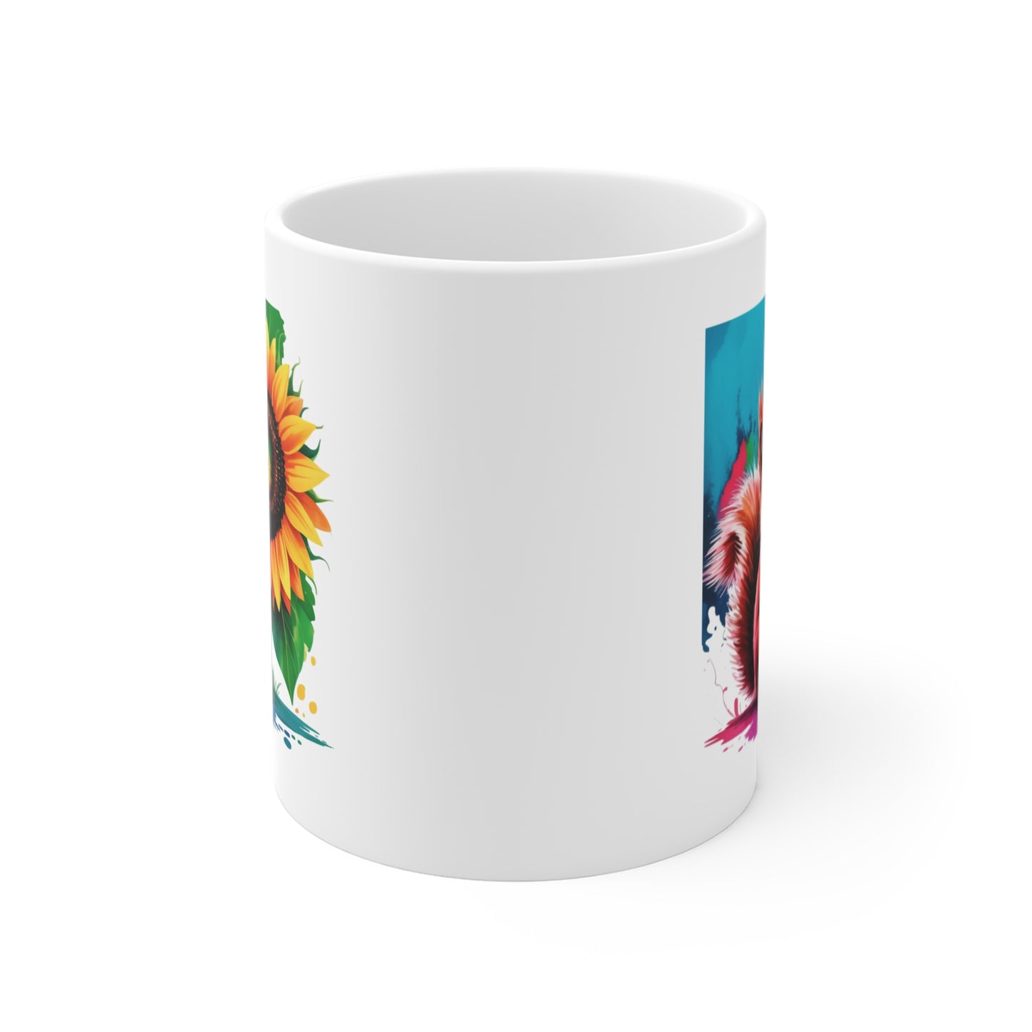 Tasse Écureuil Mignon avec Tournesol – Mug Animal Kawaii Nature et Fleurs – Design Coloré et Ensoleillé – Cadeau Original 325ml
