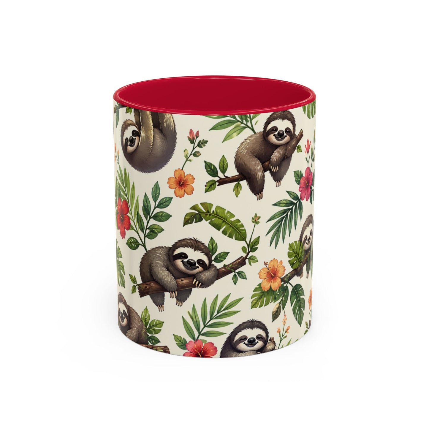 Tasse Paresseux Mignons – Mug Jungle Tropicale et Fleurs – Design Animal Kawaii et Nature – Céramique 325ml