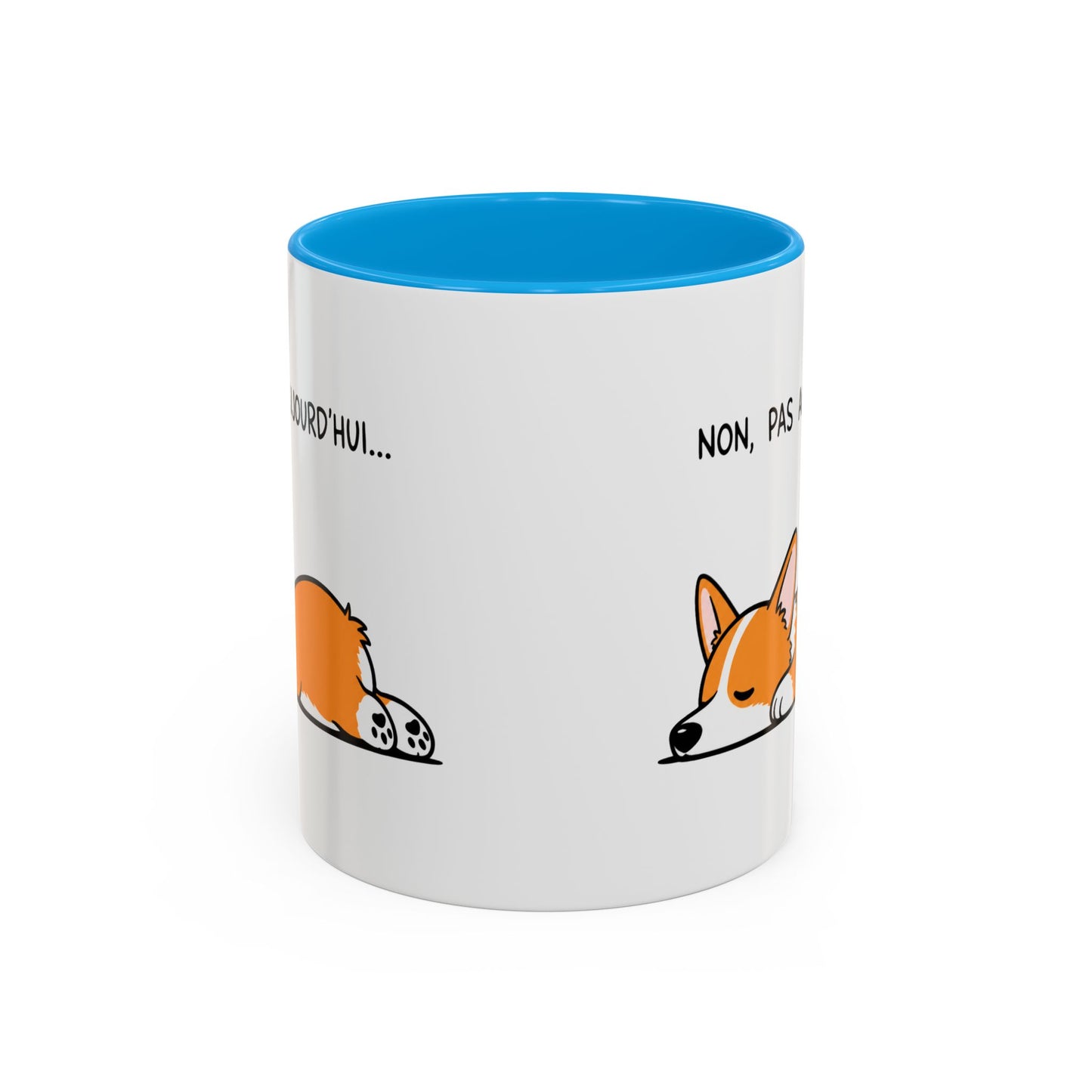 Tasse Non Pas Aujourd’hui – Mug Humour Corgi Endormi – Cadeau Chien Homme Femme 325ml
