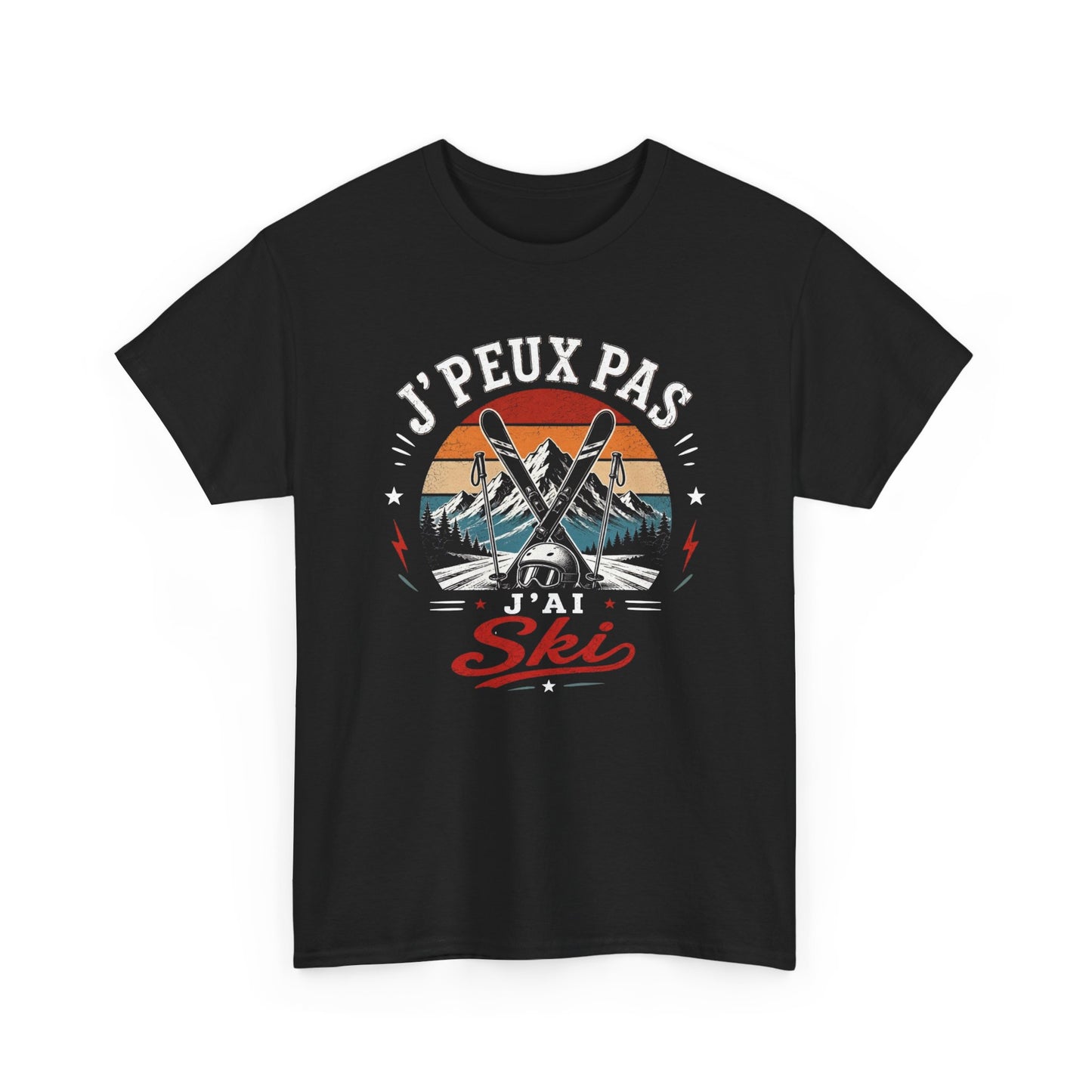 T-Shirt Ski Homme Femme – J’Peux Pas J’Ai Ski – Tee Shirt Vintage Sports d’Hiver Montagne Skieur Skieuse Station de Ski Cadeau Passion Glisse