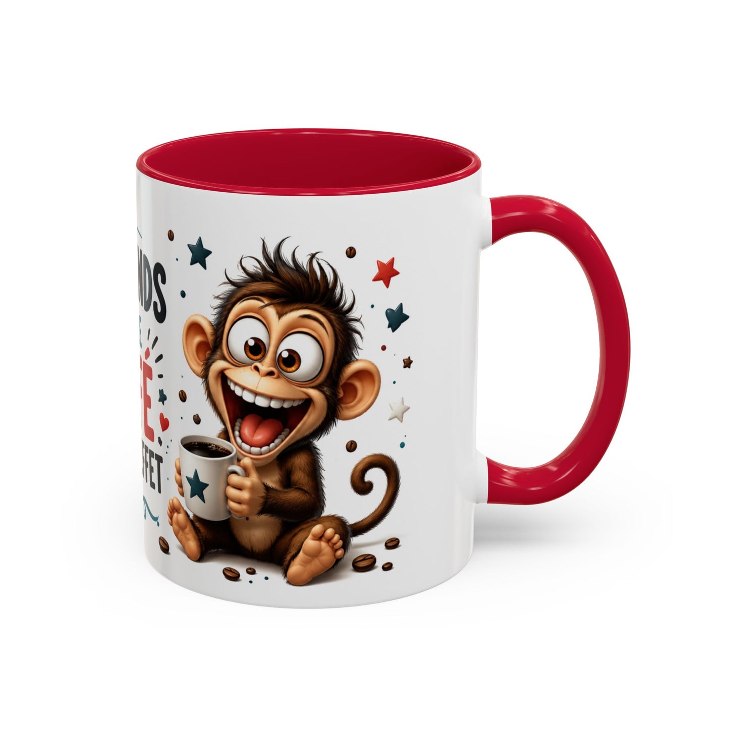 Tasse J’Attends Que Le Café Fasse Effet – Mug Humour Café Singe Drôle – Cadeau Original Homme Femme 325ml