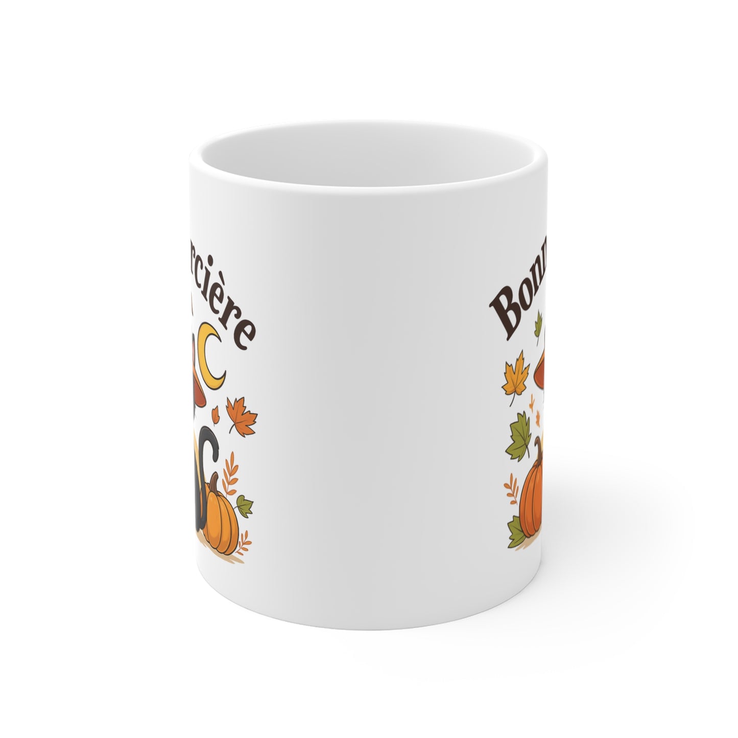 Mug Bonne Sorcière – Tasse Halloween Chat Noir et Citrouilles – Cadeau Magique 325ml