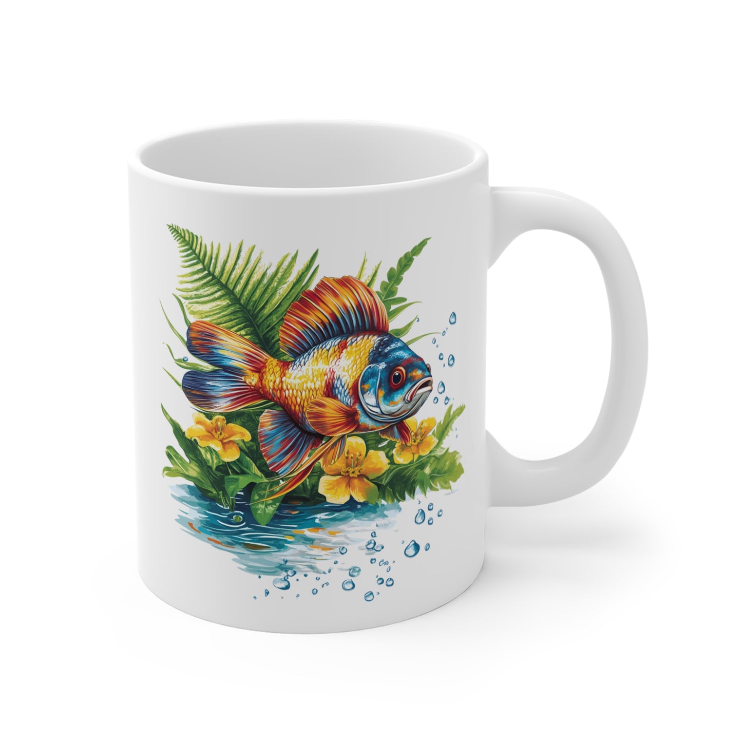 Tasse Poisson Tropical Artistique – Mug Céramique 325 ml – Design Aquarelle Coloré pour Amoureux de la Mer