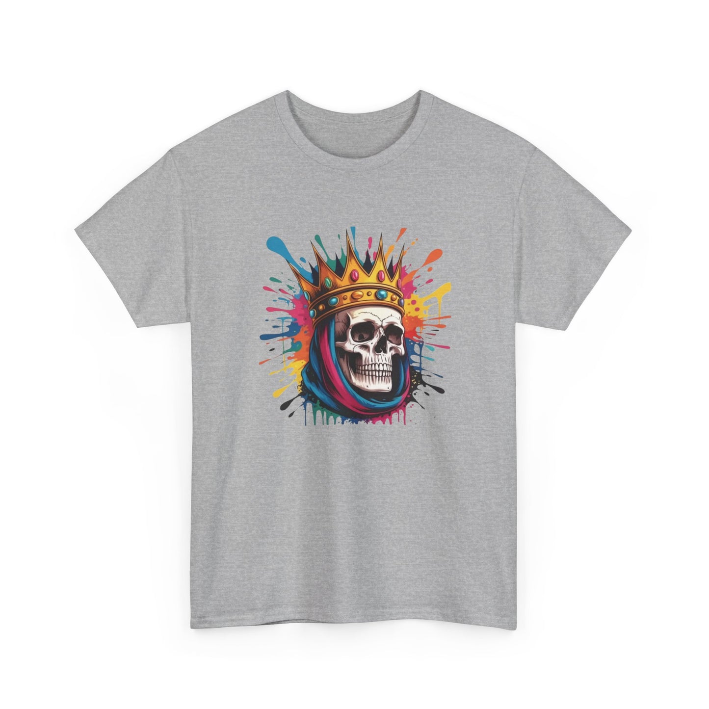 T-Shirt Crâne Couronne Adulte – Skull King Street Art – Tee Shirt Graphique Urbain Noir Blanc Gris Cadeau Original