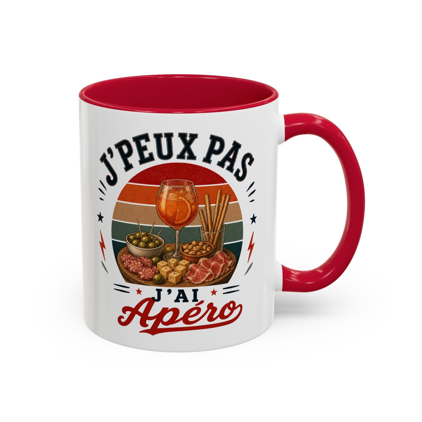 Tasse J’Peux Pas J’Ai Apéro – Mug Humour Apéritif Vintage – Cadeau Convivialité Homme Femme 325ml
