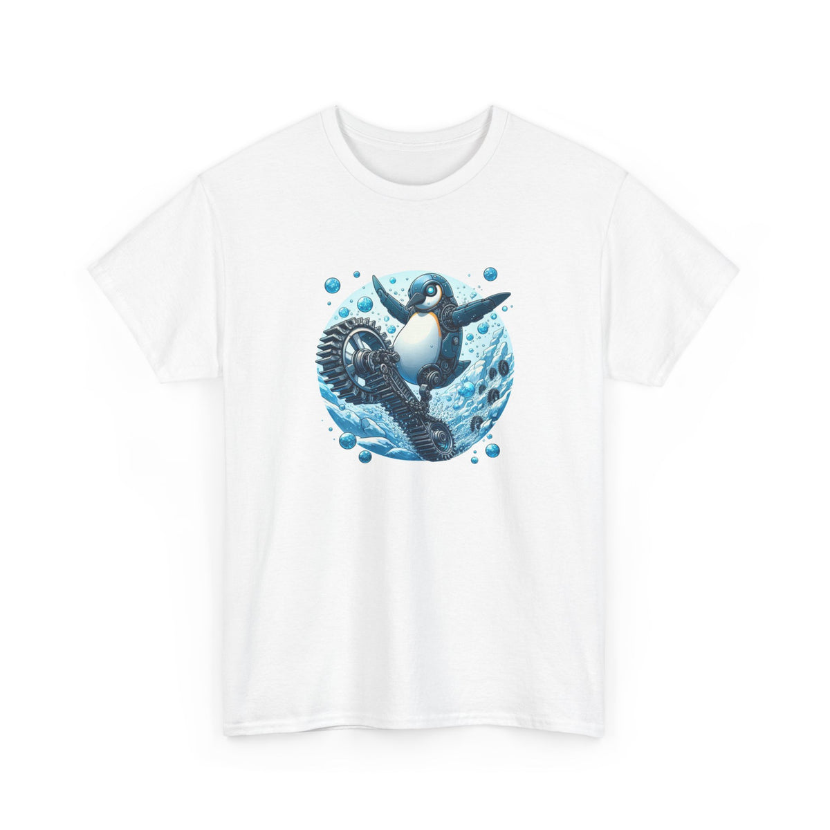 Tee Shirt Pingouin Robot Homme Femme – T-Shirt Manchot Mécanique Futuriste – Design Glace Steampunk