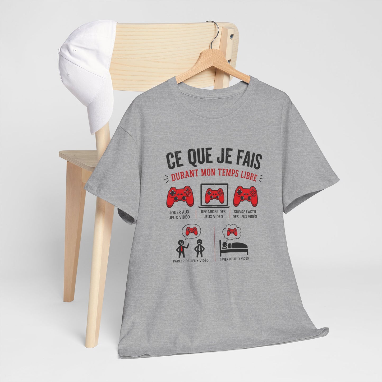 T-Shirt Gamer Homme Femme – Ce Que Je Fais Durant Mon Temps Libre – Tee Shirt Jeux Vidéo Humour Geek Gaming