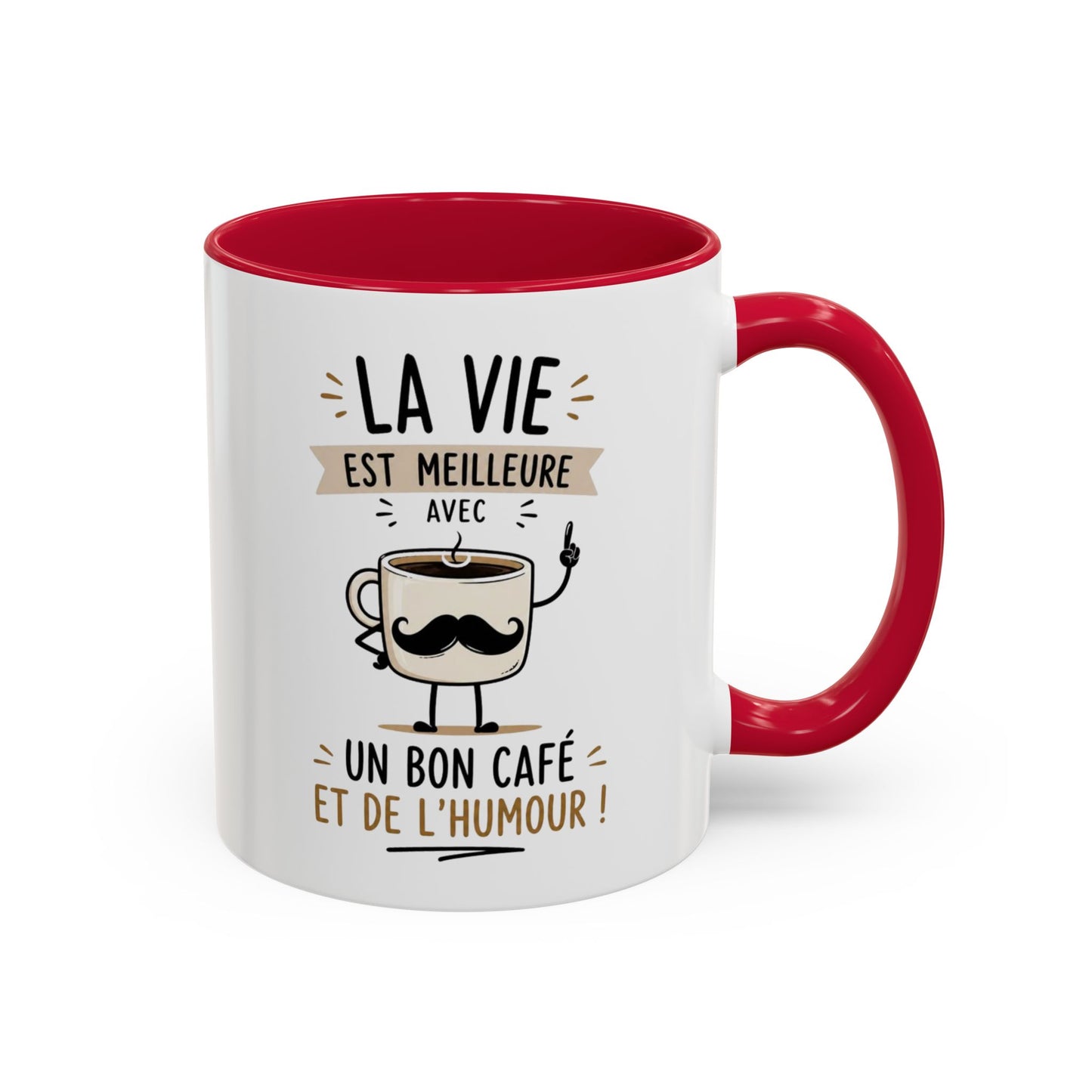 Mug Humour Café – La Vie Est Meilleure Avec Un Bon Café Et De L’Humour – Tasse Drôle Cadeau Original Céramique 325ml