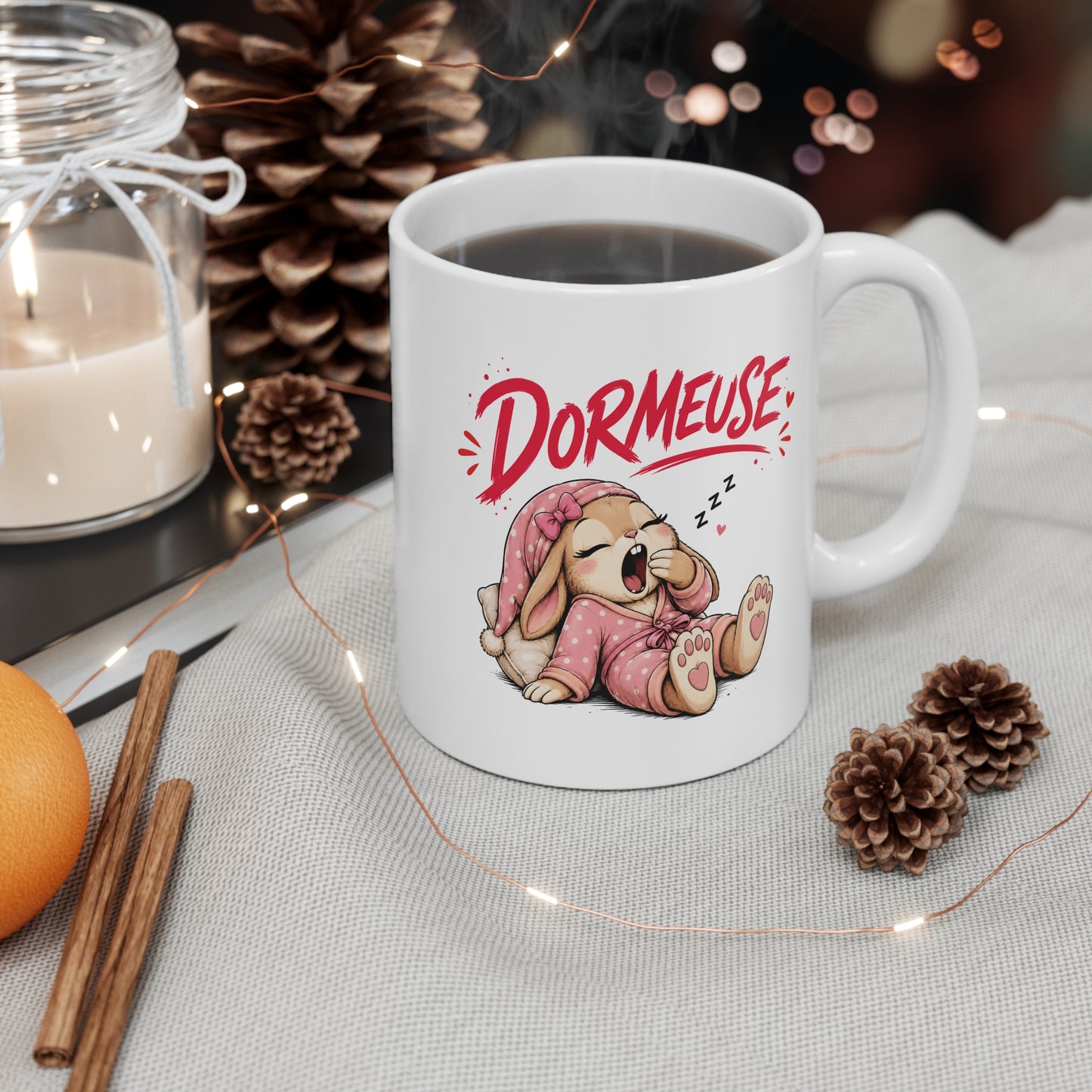 Tasse Dormeuse – Mug Femme Lapin Endormi Kawaii – Cadeau Humour Femme 325ml
