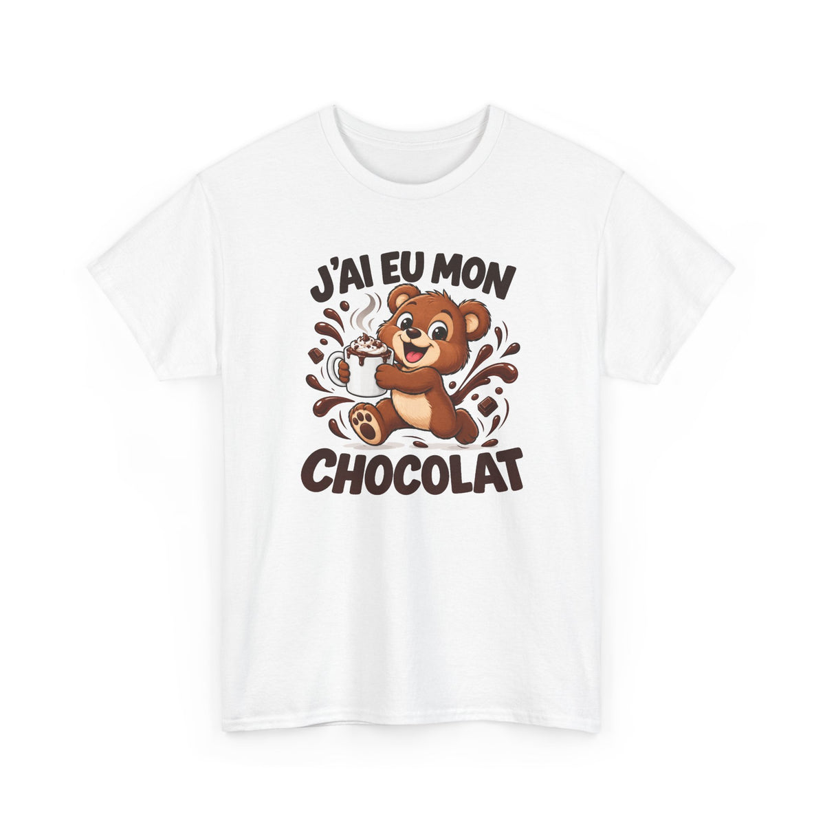 Tee Shirt Chocolat Homme Femme – J’ai Eu Mon Chocolat – T-Shirt Humour Gourmand Ours Cadeau Drôle