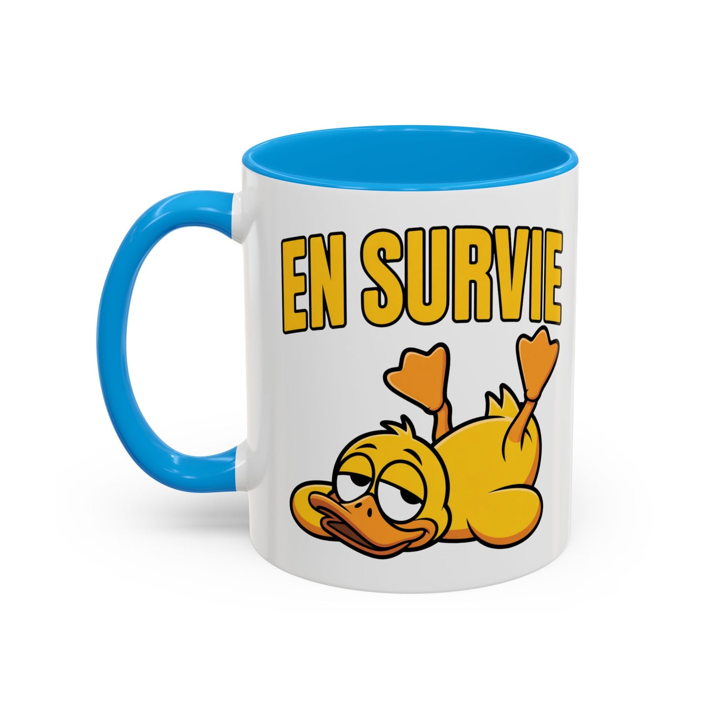 Mug Drôle En Survie – Tasse Humoristique avec Canard Fatigué – Cadeau Humour Bureau Café 325ml