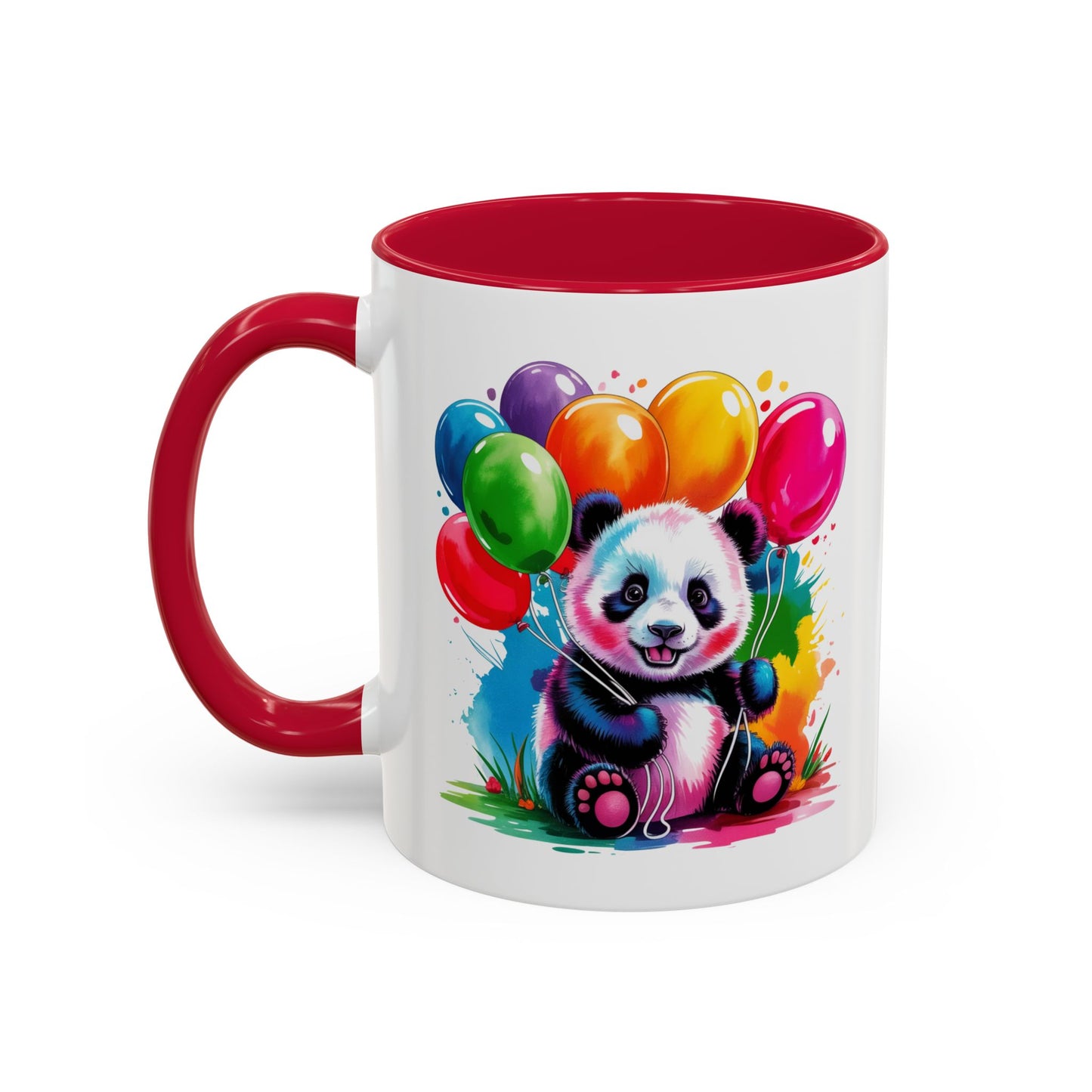 Mug Panda Kawaii avec Ballons Multicolores – Tasse Mignonne Cadeau Anniversaire et Fête – Céramique 325ml